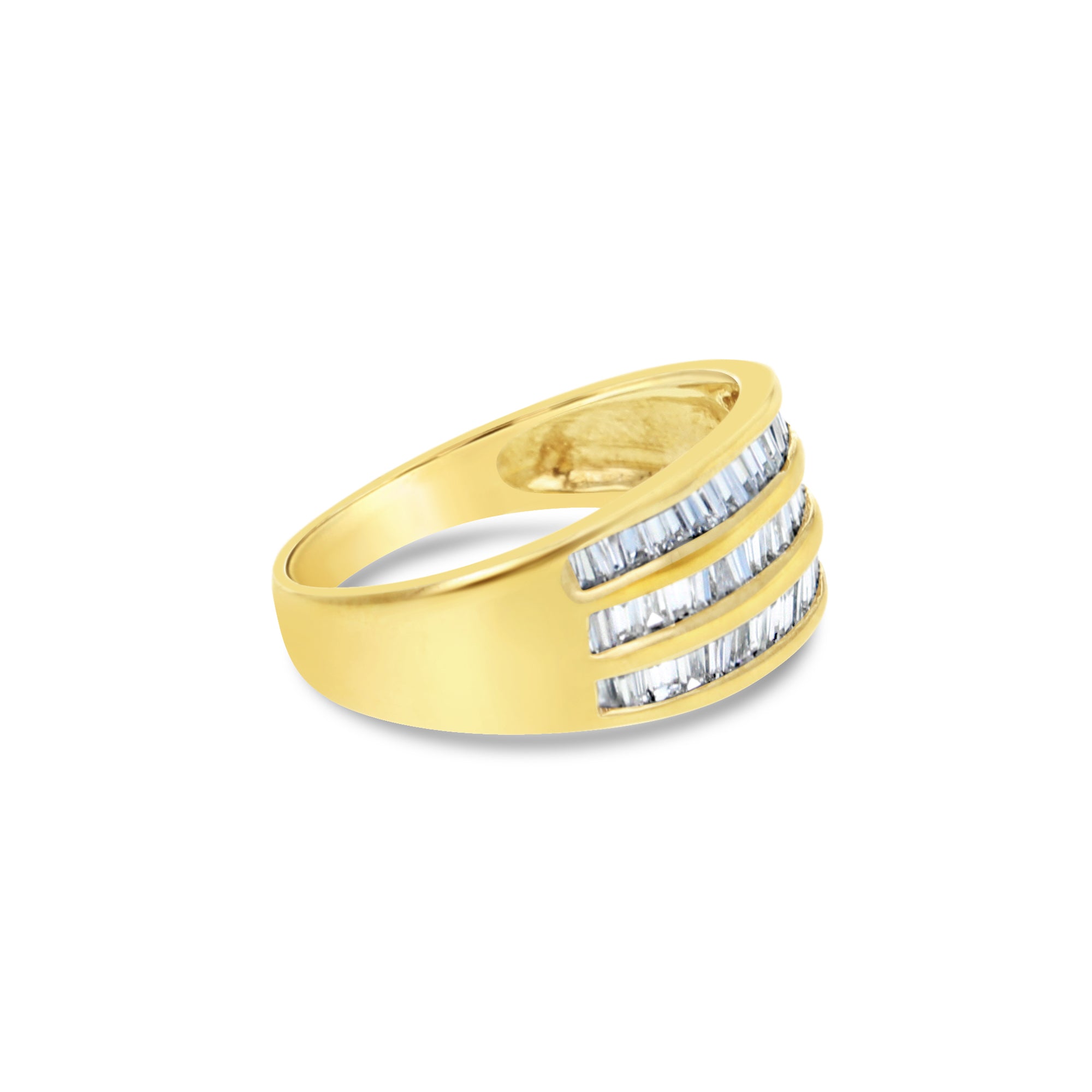 Alianza de boda con diamantes talla baguette de 1,00 ct en oro amarillo de 14 quilates
