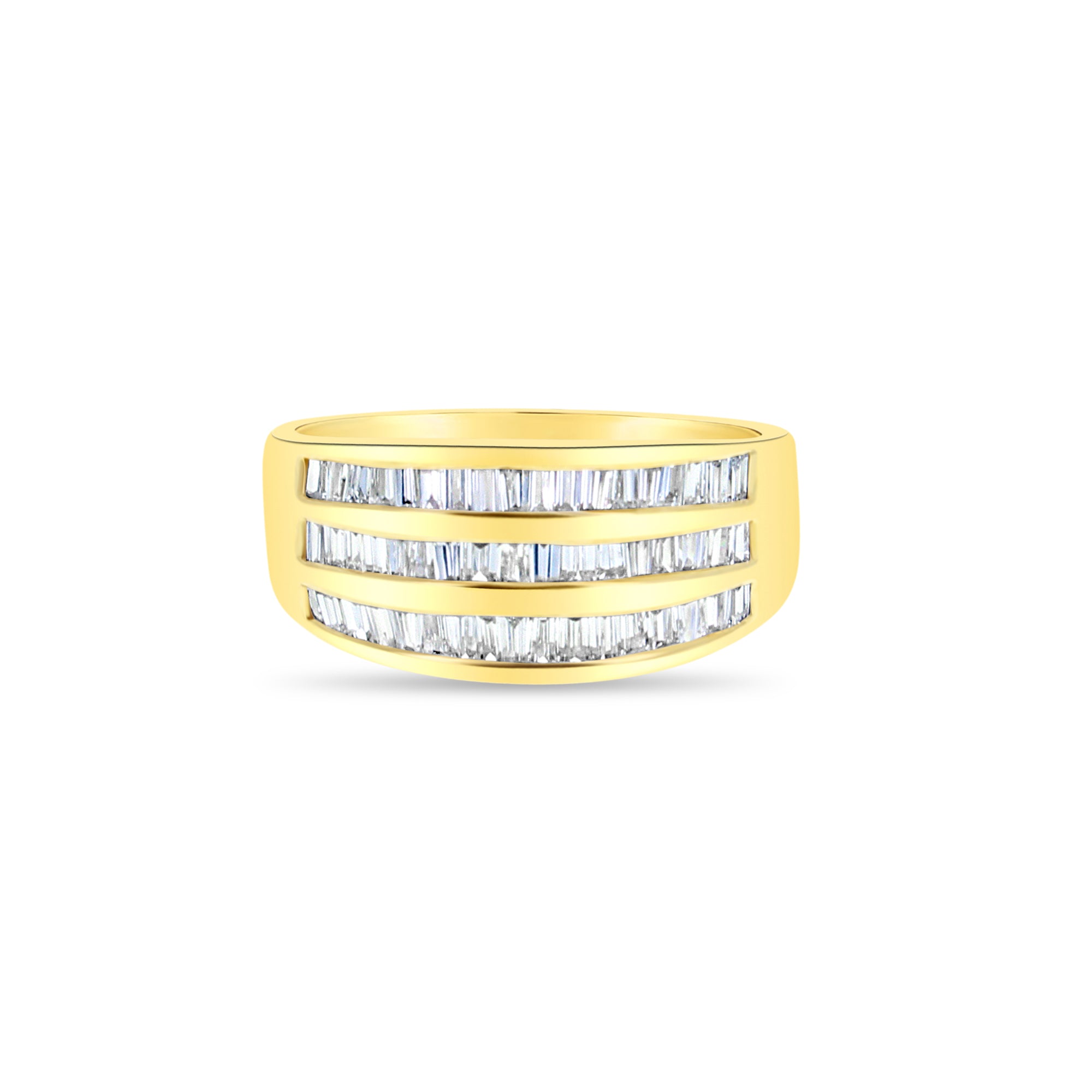 Alianza de boda con diamantes talla baguette de 1,00 ct en oro amarillo de 14 quilates