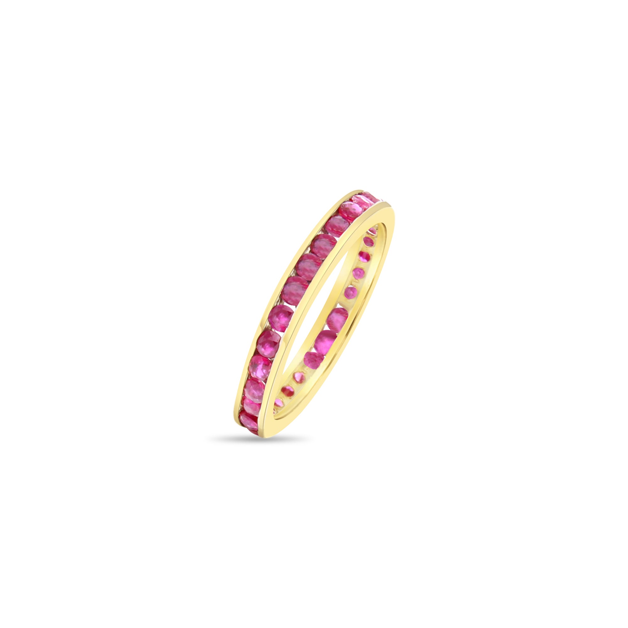 Anillo de bodas con rubí de eternidad de medio quilate engastado en canal