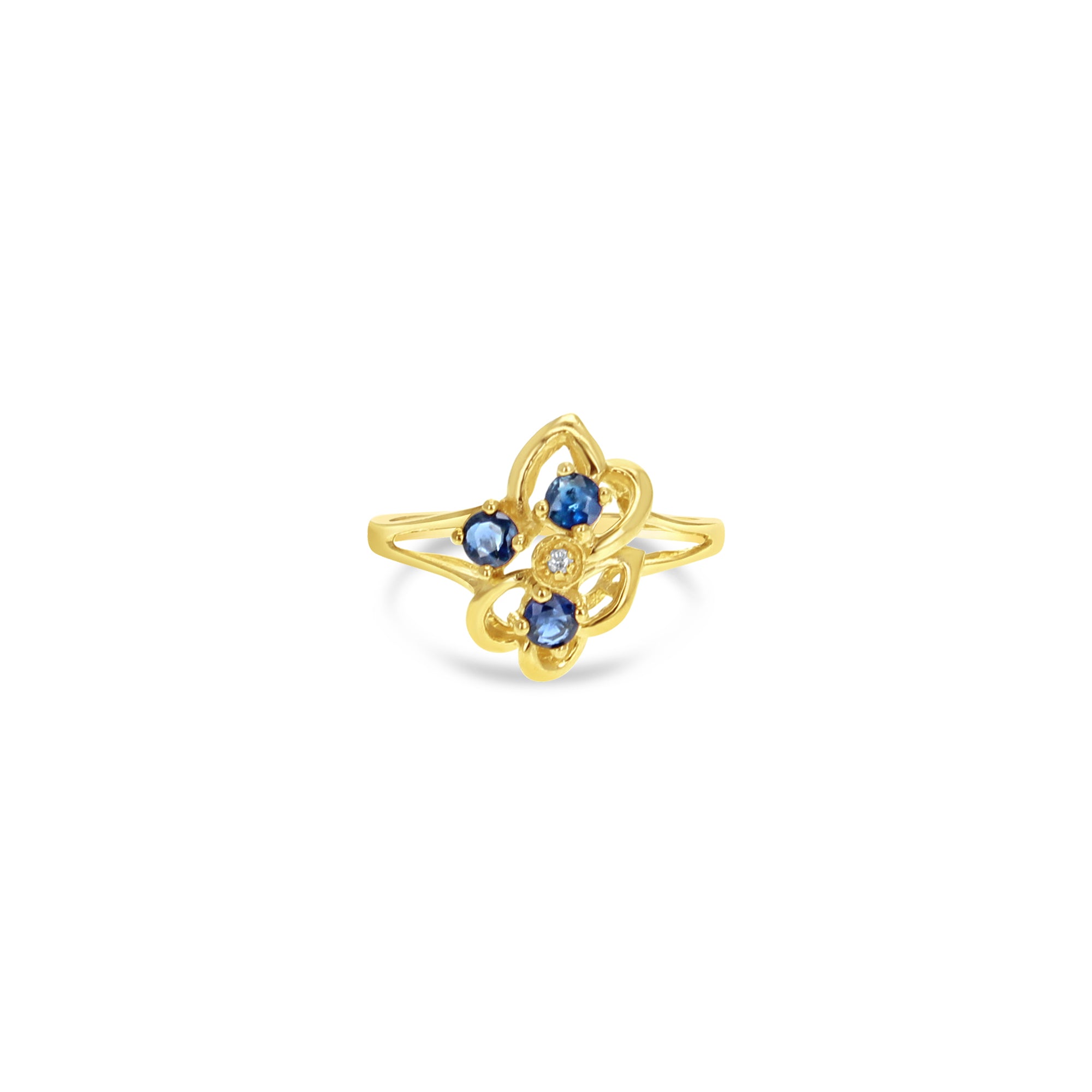 Anillo de zafiro en oro amarillo de 10 quilates