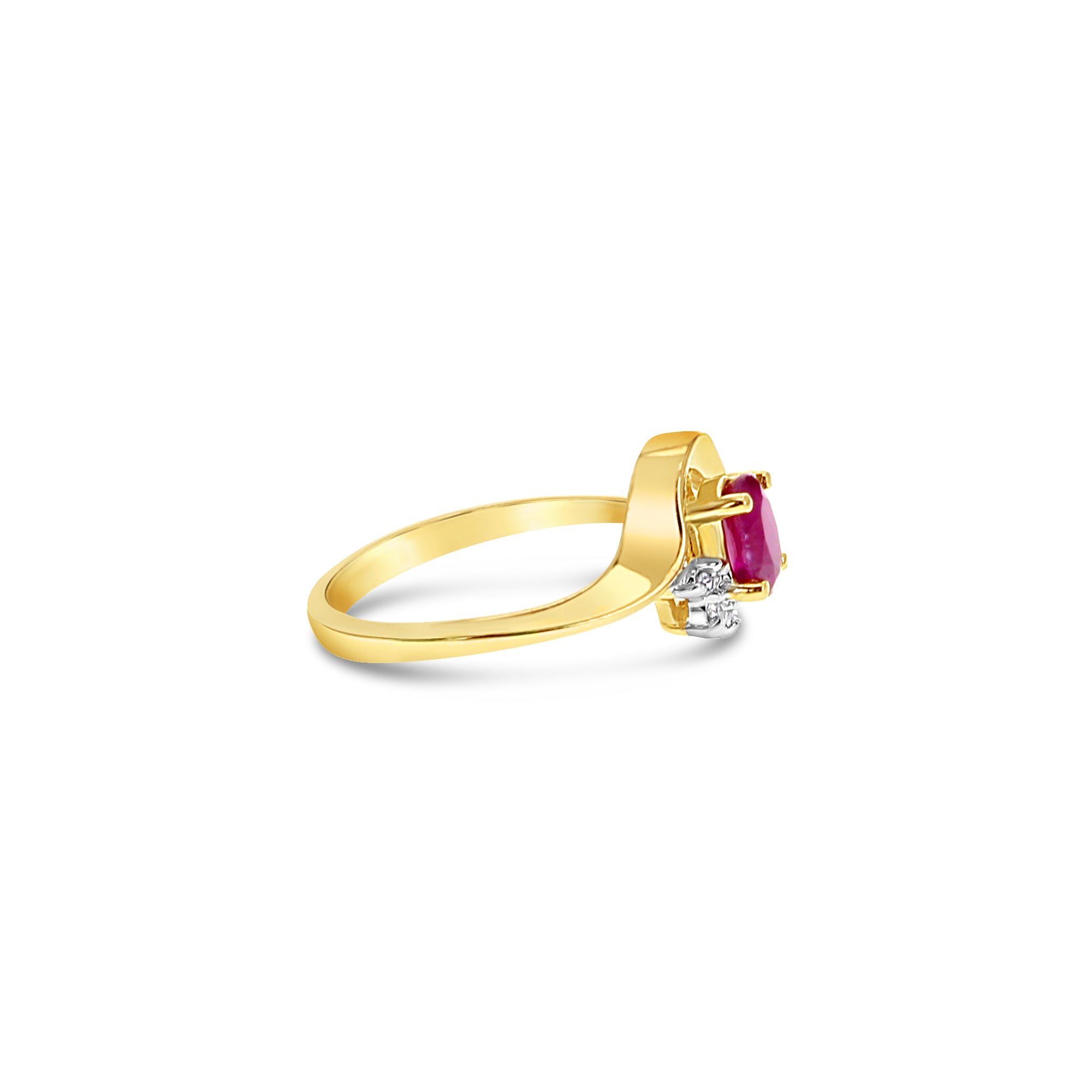 Anillo vintage llamativo con diamante rubí ovalado