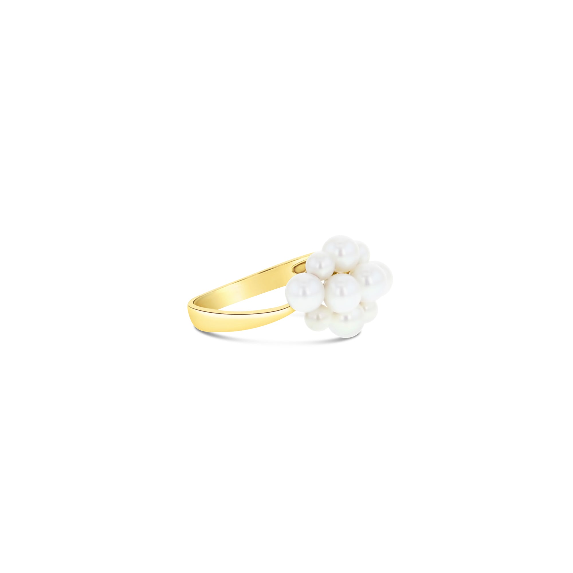 Anillo de oro amarillo de 14 k con racimo de perlas de agua dulce