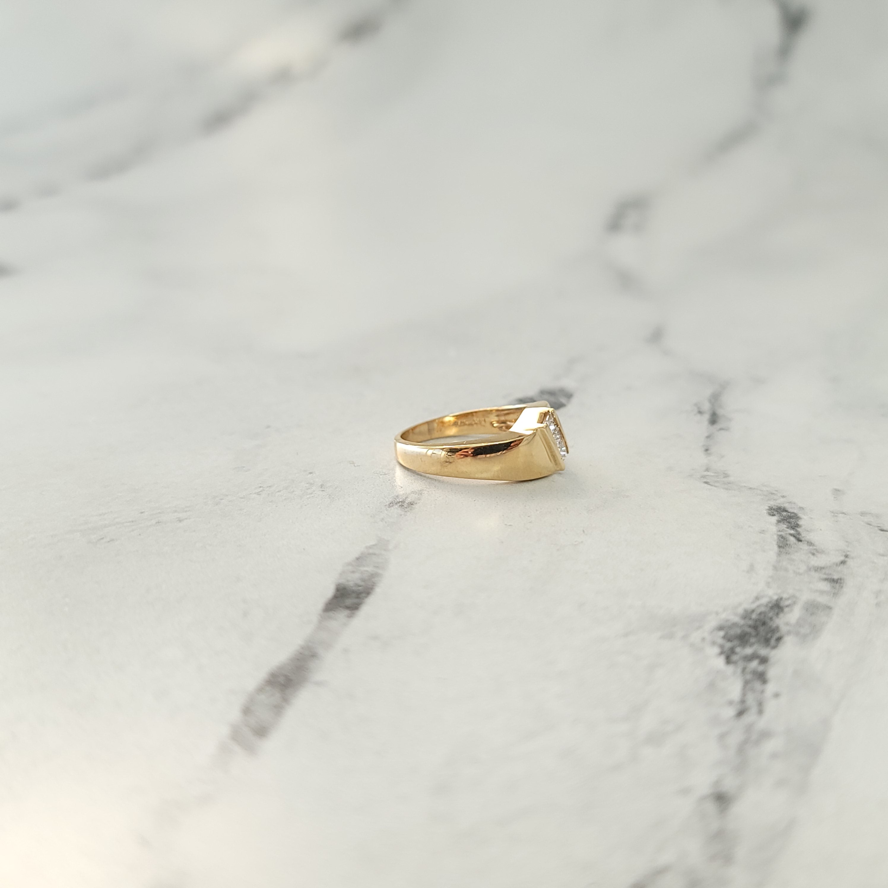 Diagonal Princess Cut Diamond Ring .27cttw 14k Yellow Gold