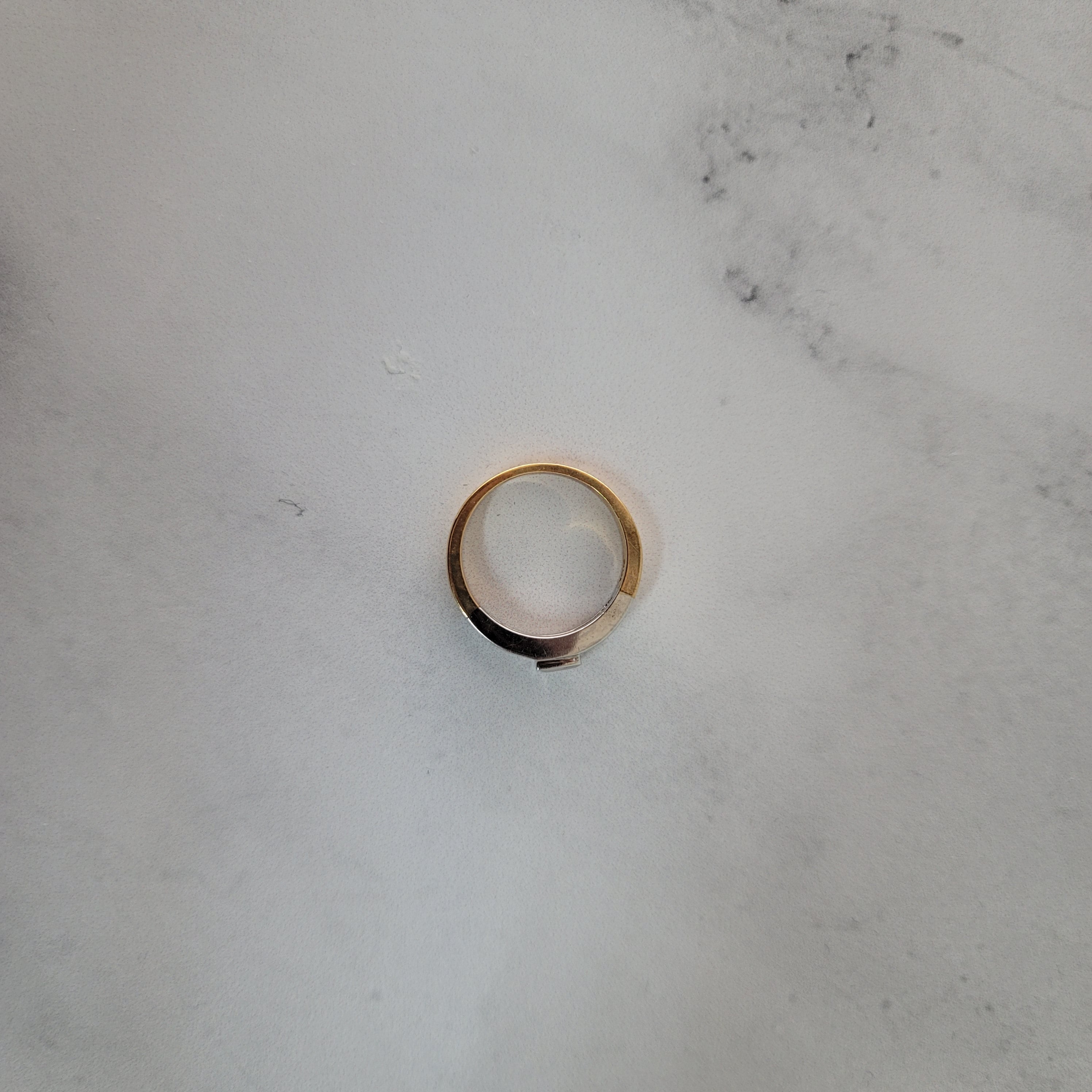 Alianza de boda con diamantes de talla princesa de dos tonos