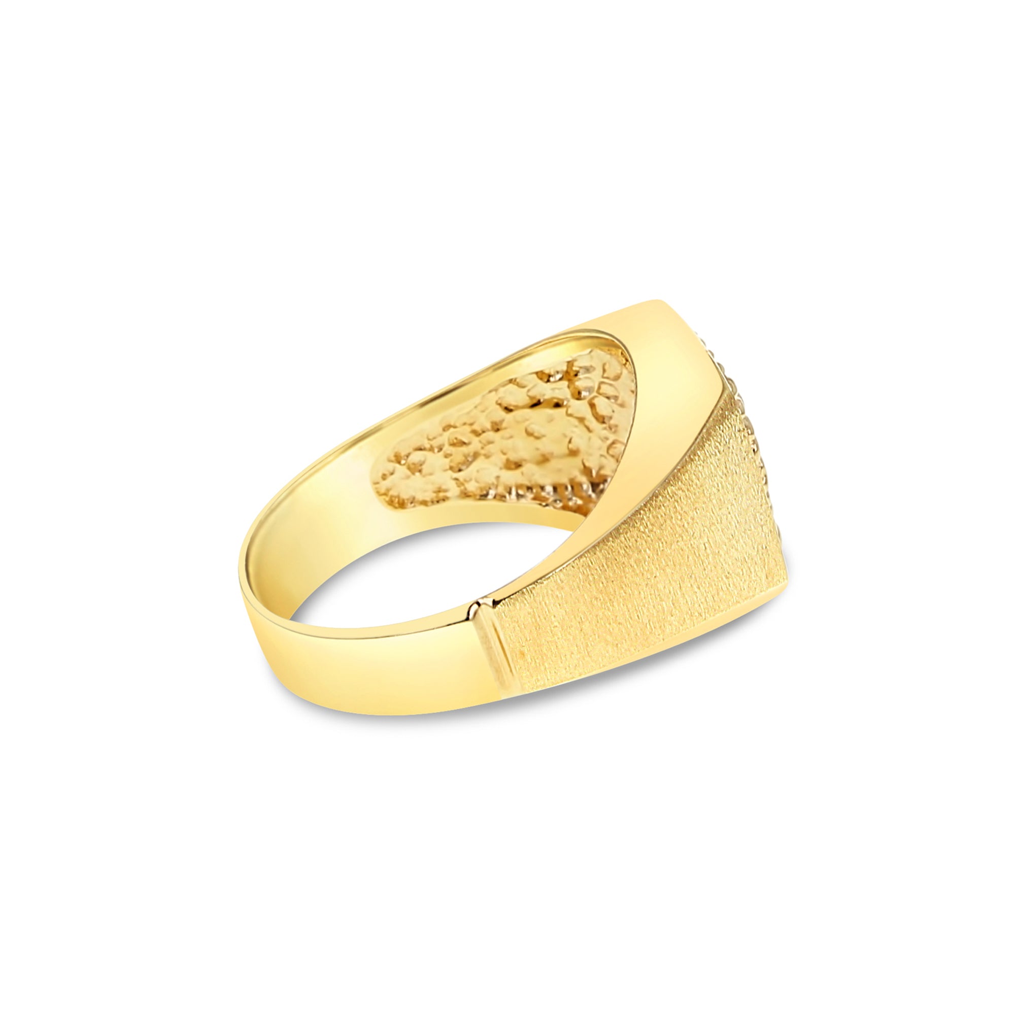 Anillo de diamantes con cabeza de león y acabado satinado cepillado