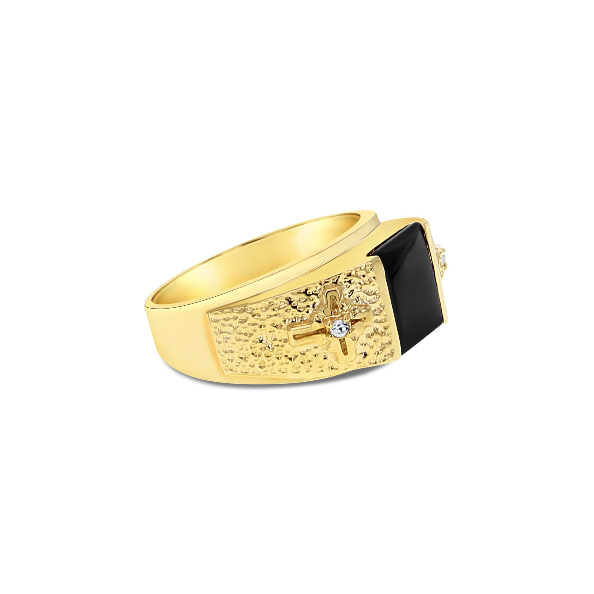 Sello de diamante de ónix con símbolo de cruz