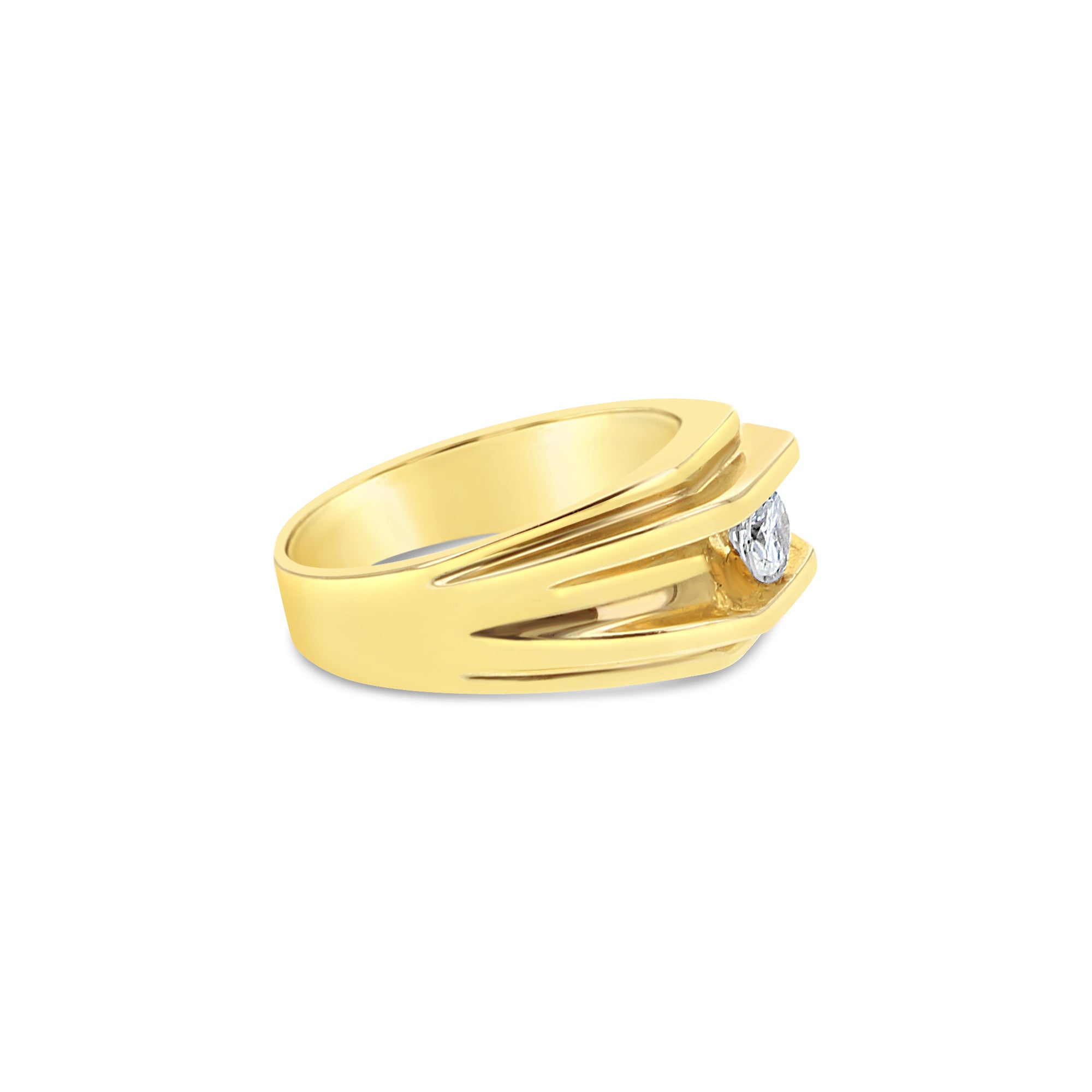 Alianza de boda con diamantes en solitario para hombre