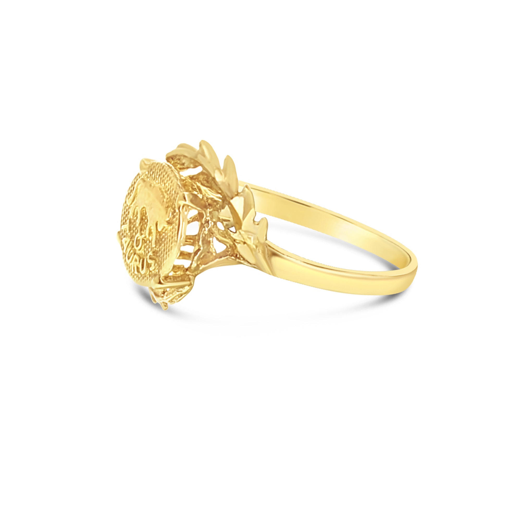 Anillo de oro del signo zodiacal Tauro o Sagitario