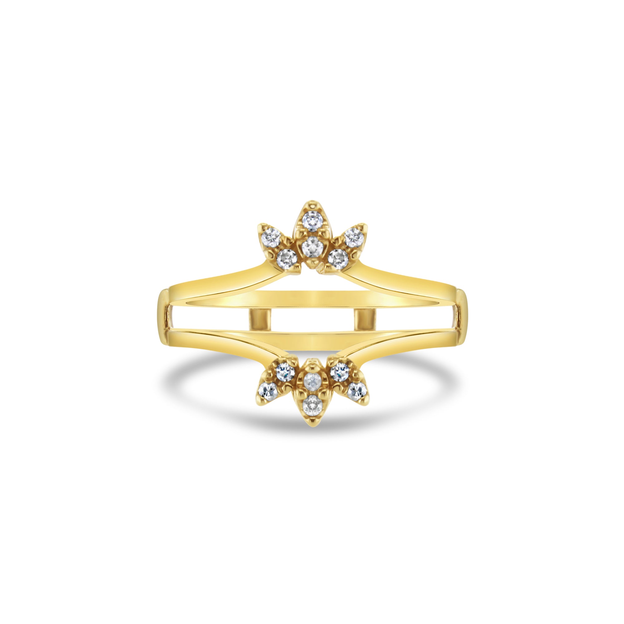 Fan Style Diamond Ring Guard Enhancer 14k Yellow Gold