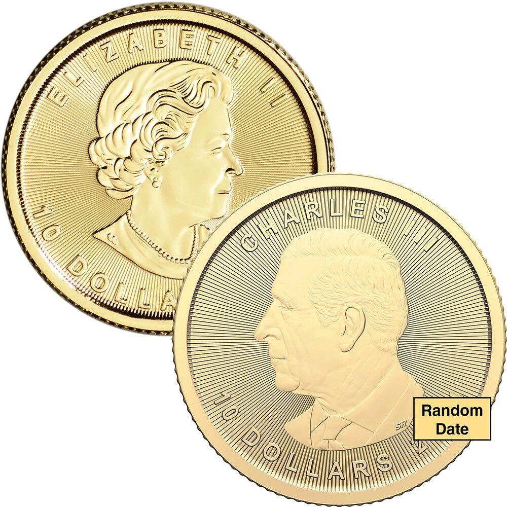 1/4OZ Fine Gold Canadian Maple Leaf Coin Necklace with Polished Bezel