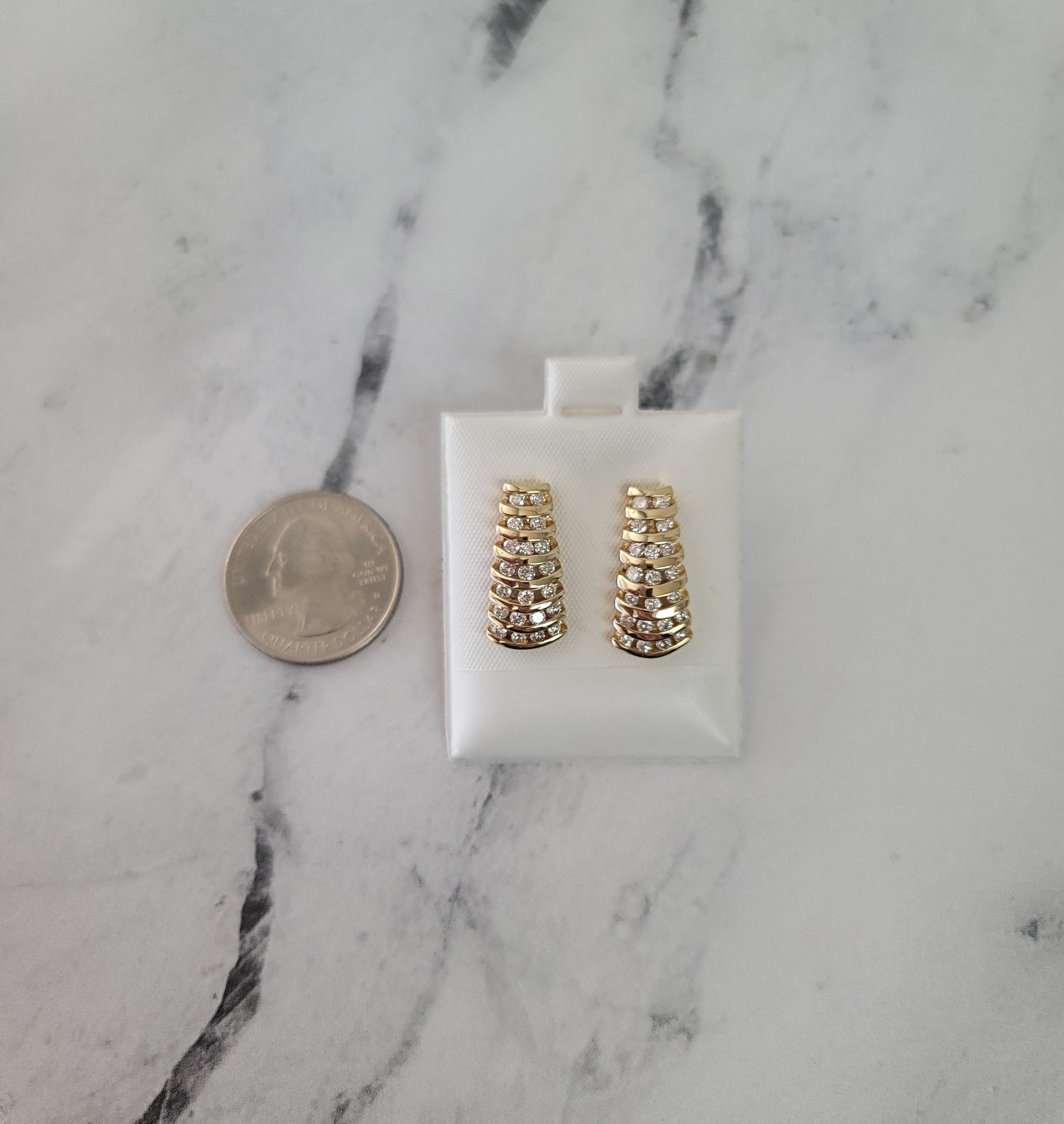 1 Carat Channel Set Diamond Earrings 14k Yellow Gold