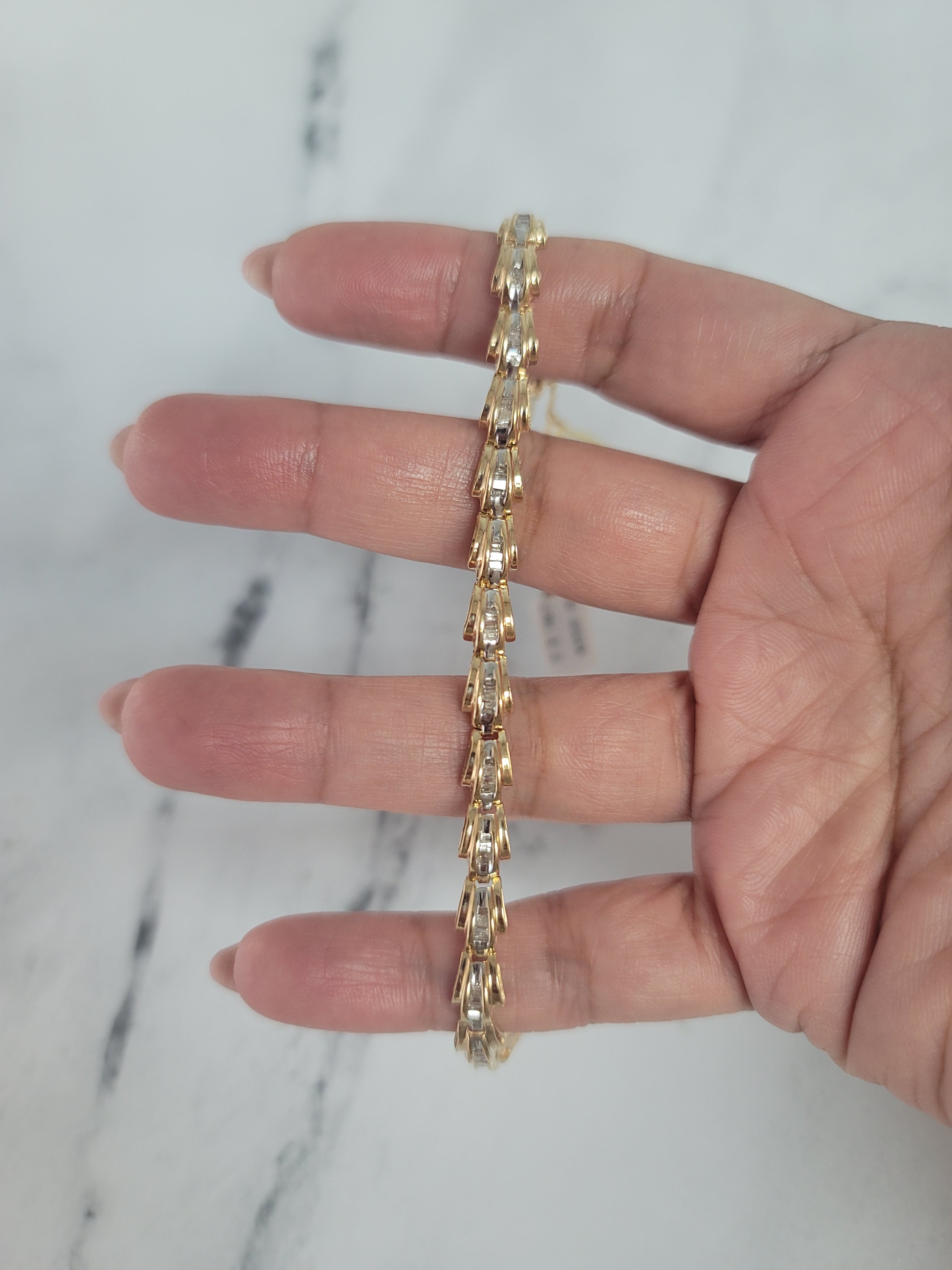 Pulsera de tenis con diamantes de talla baguette de 3 quilates