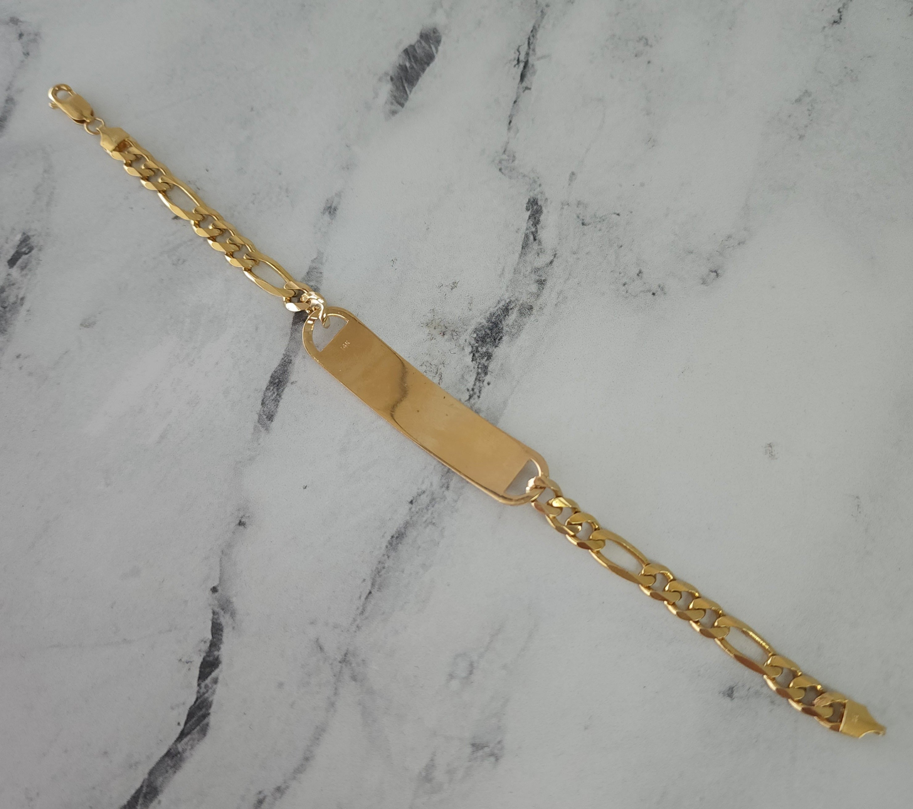 Medical Alert Bracelet with Figaro Chain 14k Yellow Gold