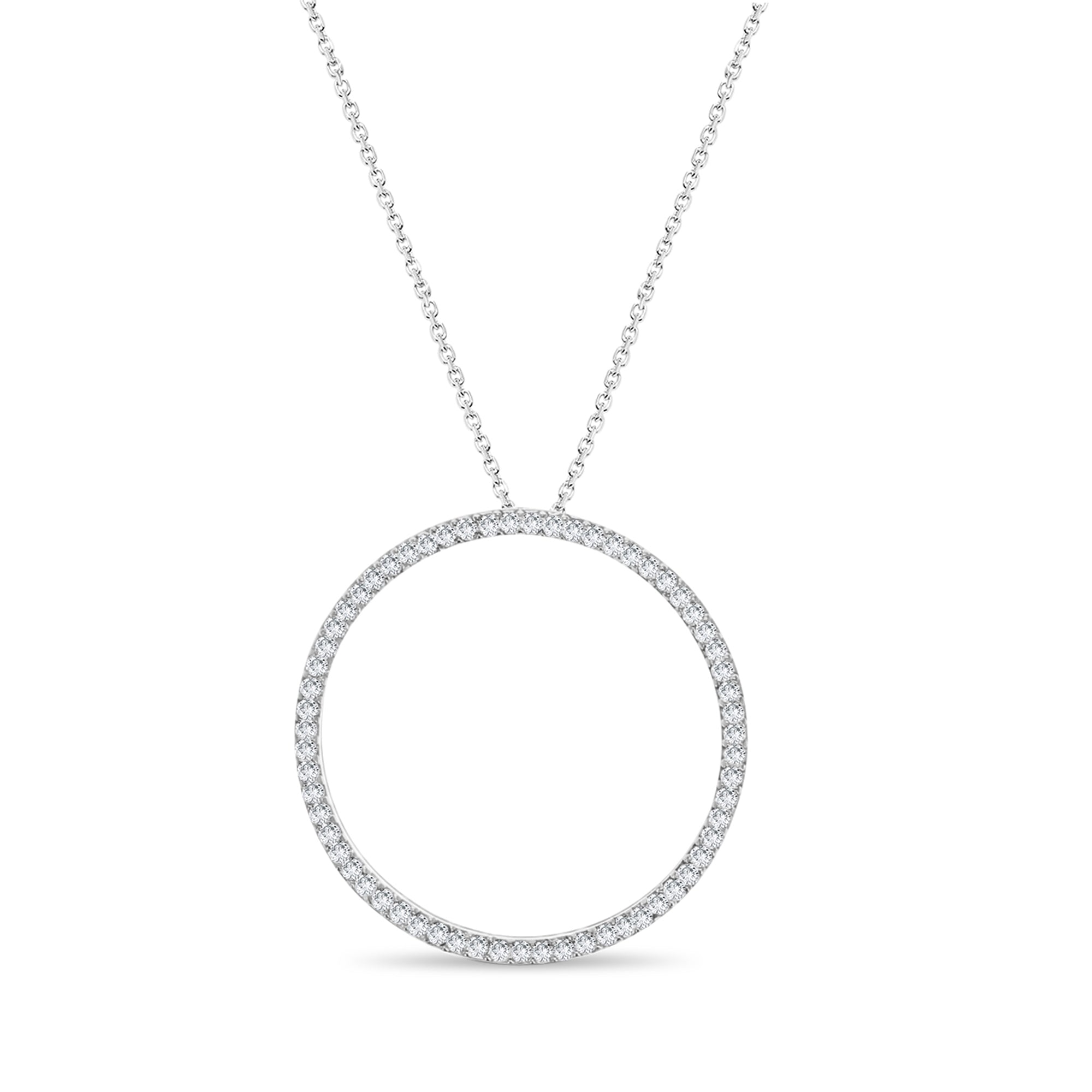 Collier Cercle de vie en or blanc 14 carats avec diamants de 1,00 ct