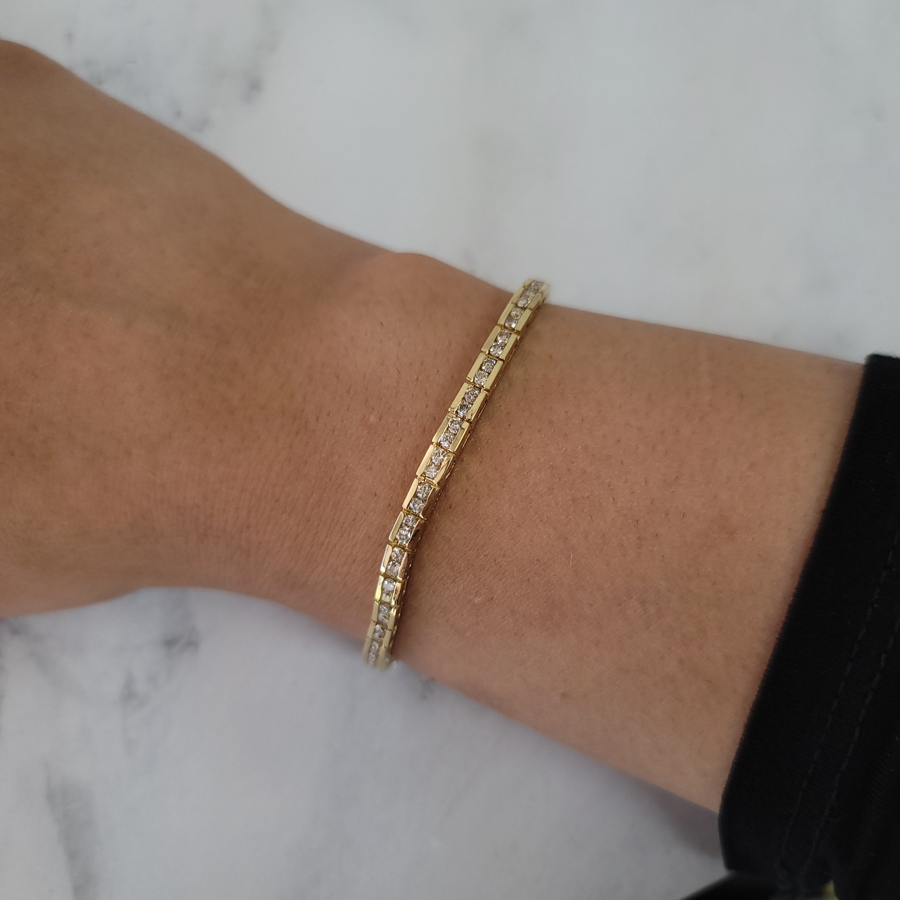Channel Set Diamond Tennis Bracelet 2.54cttw 14k Yellow Gold