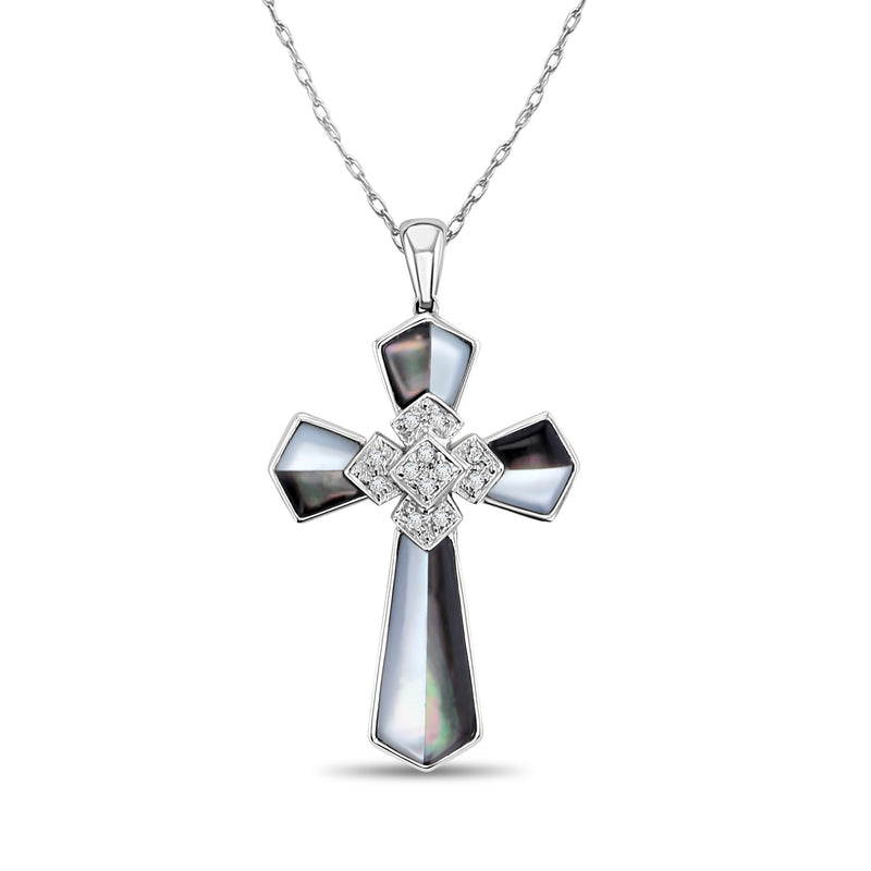 Collier en perles de mabe noires et blanches de style celtique