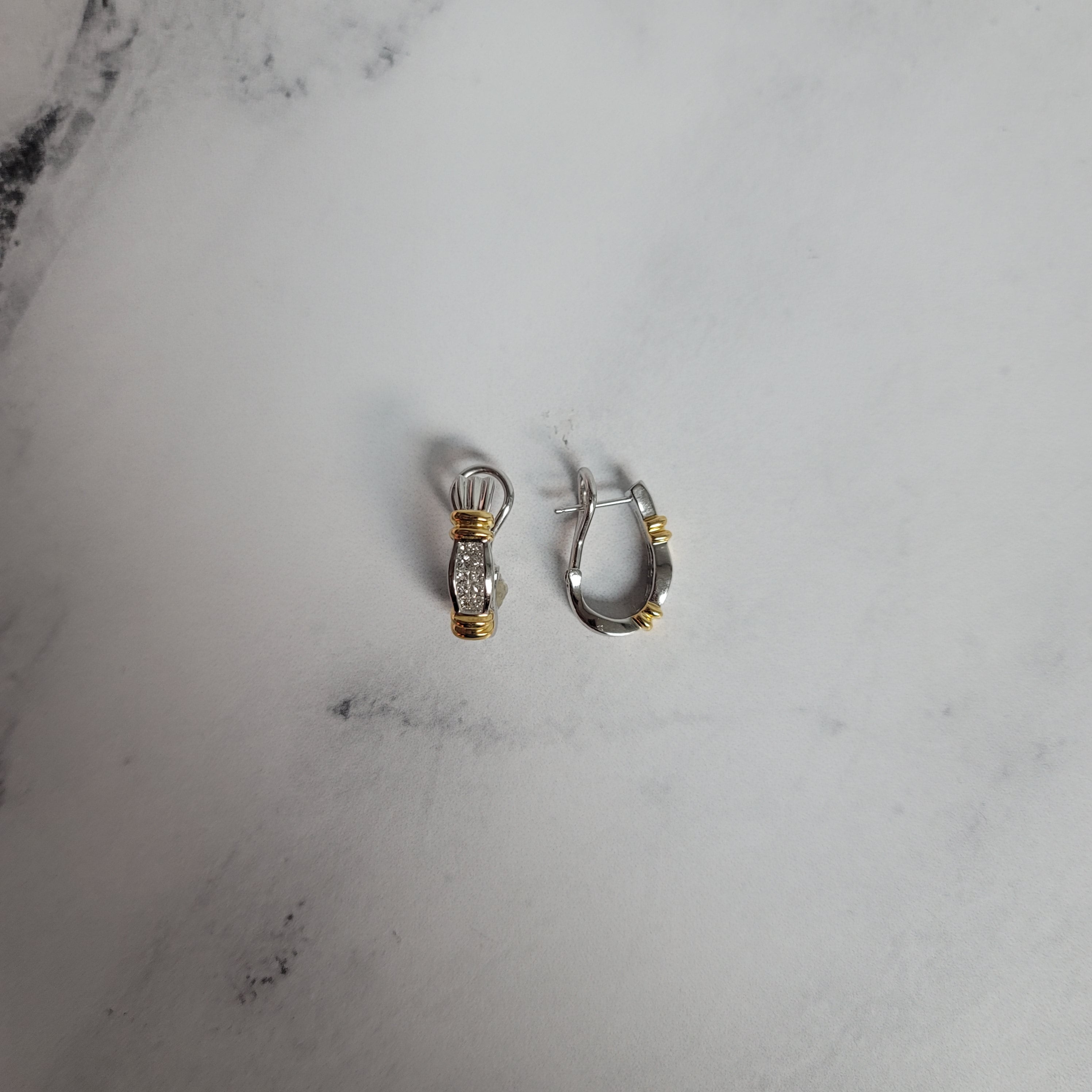 Two-Toned Princess Cut Diamond Clip On Earrings .55cttw 14k Yellow Gold