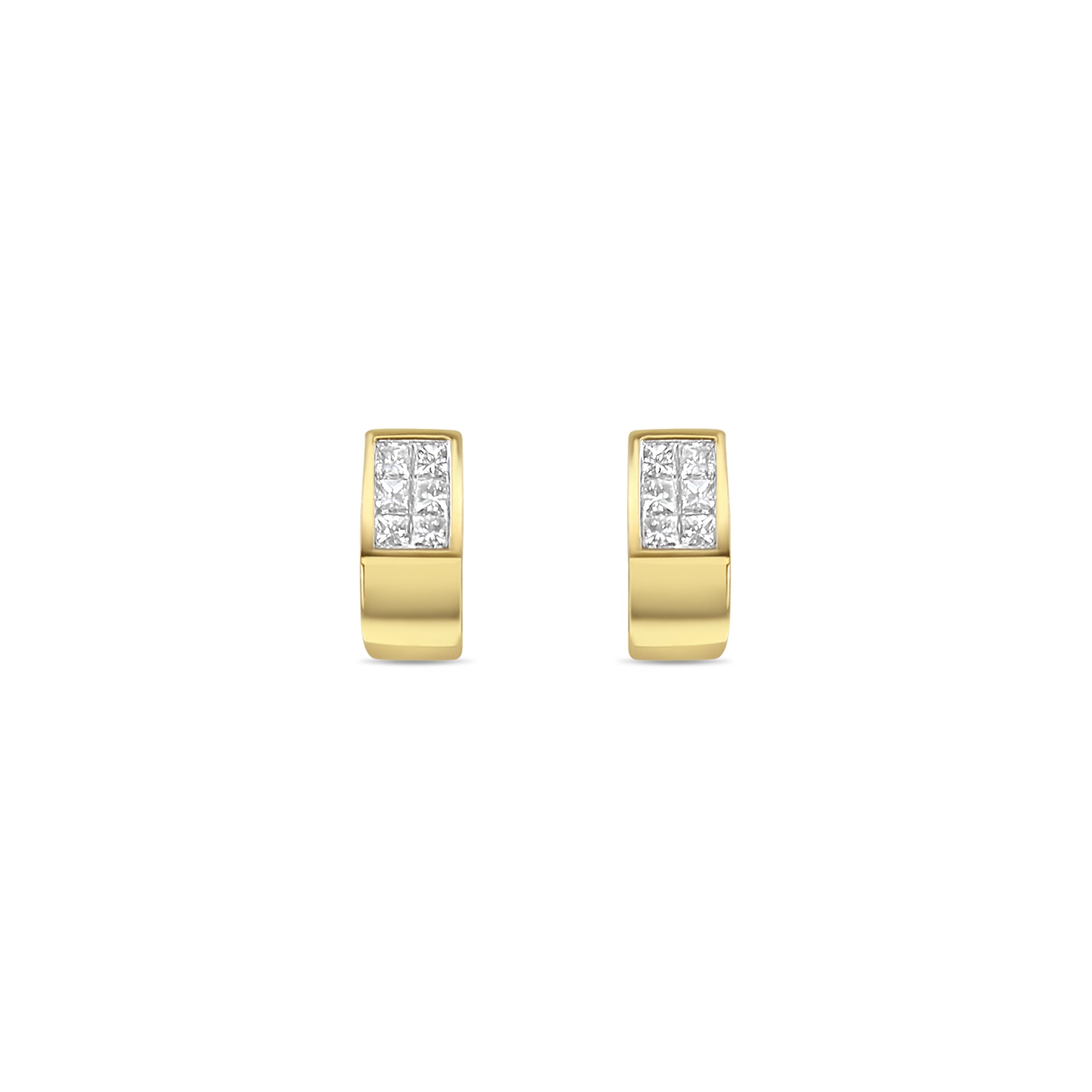 Princess Cut Diamond Huggies .50cttw 14k Yellow Gold