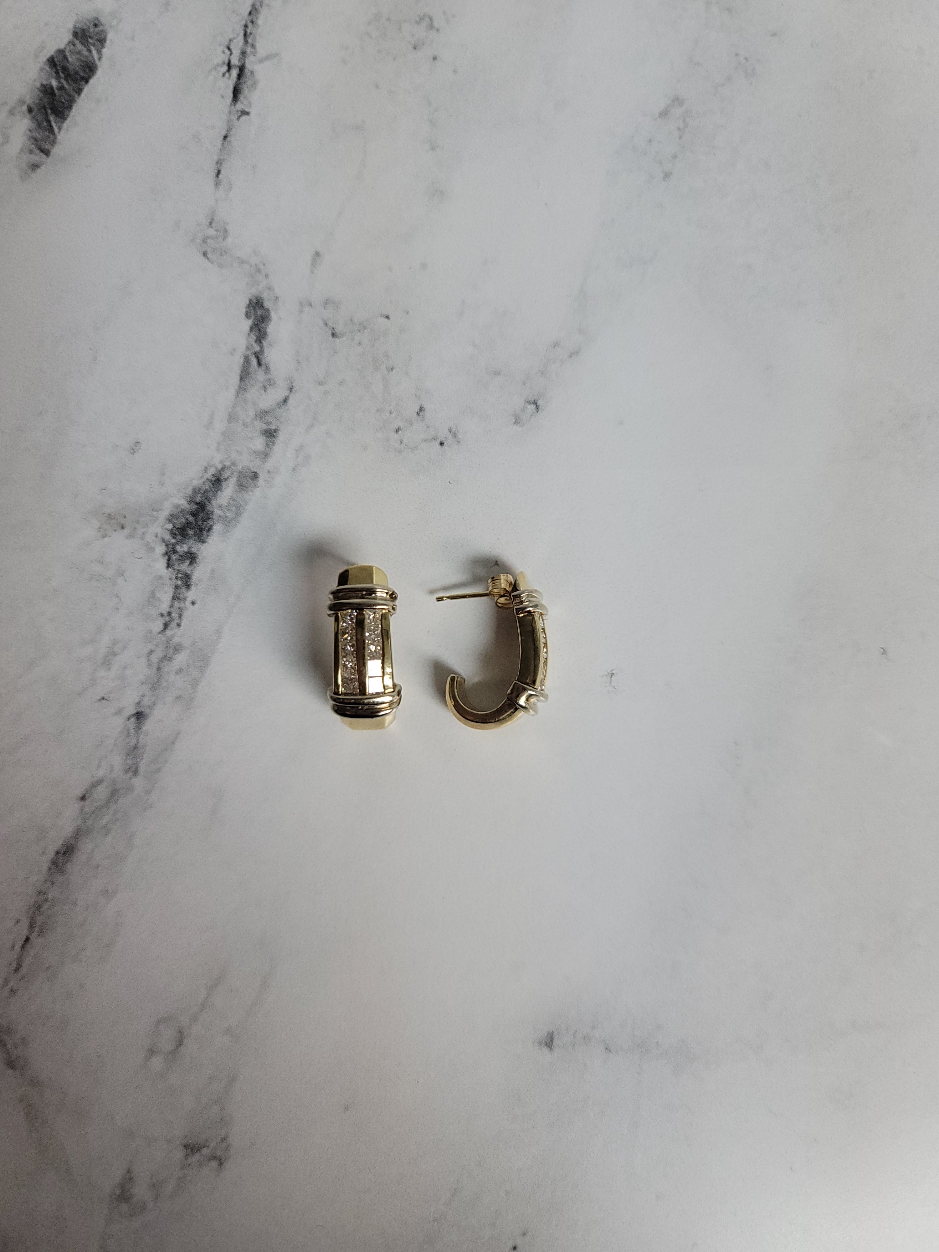 Double Row Princess Cut Diamond Earrings
