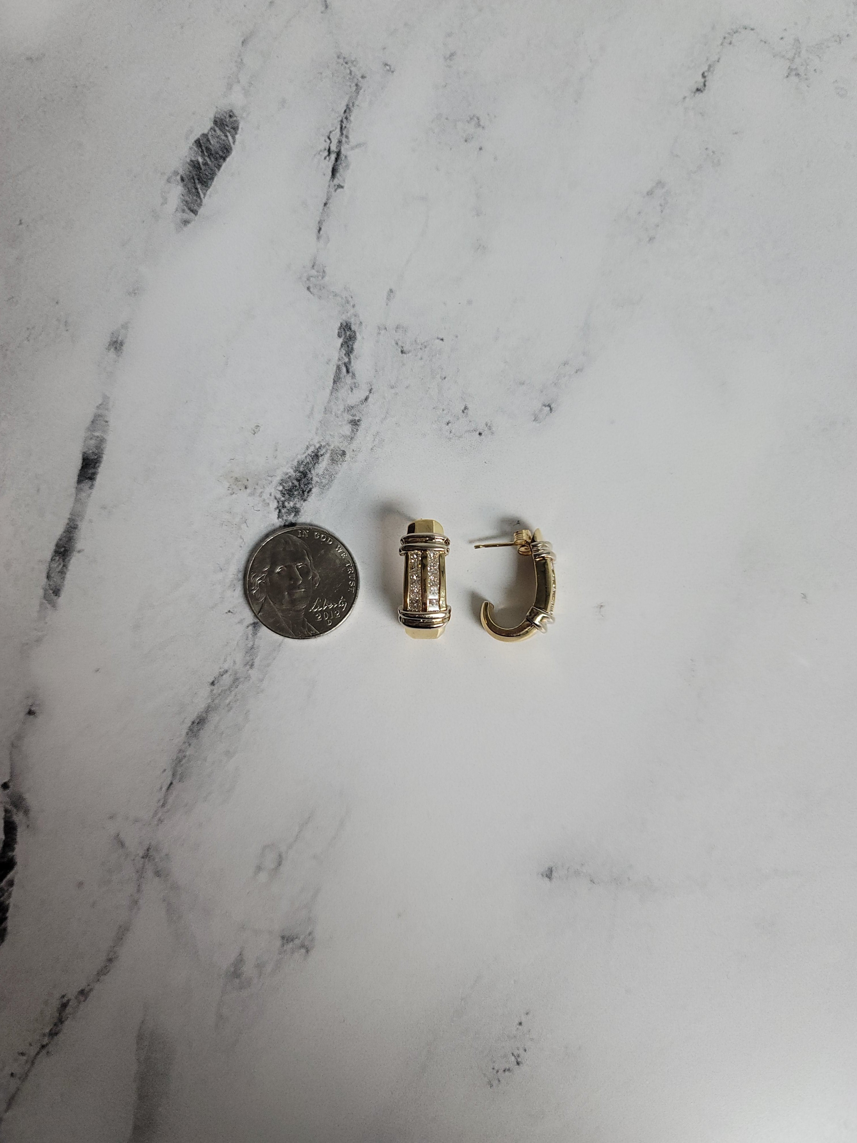 Double Row Princess Cut Diamond Earrings