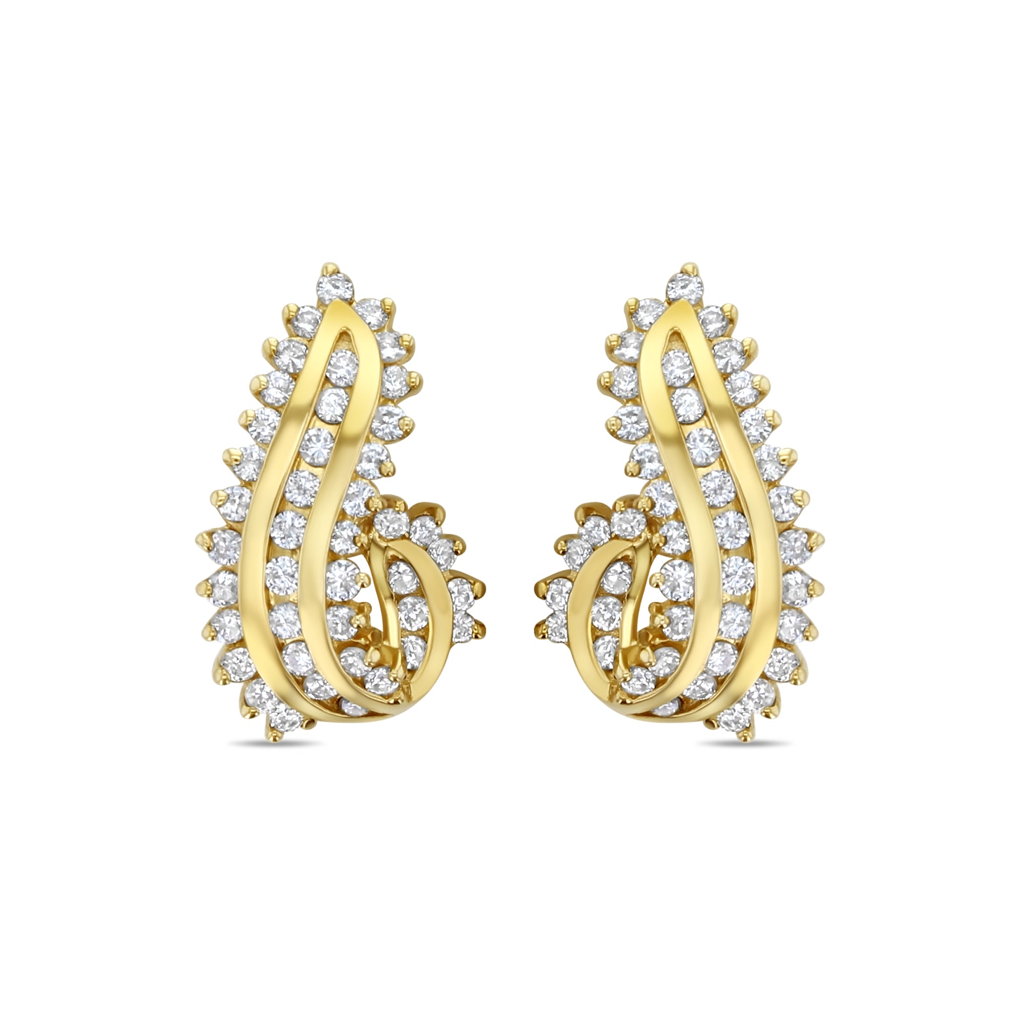 3 Carat Cluster Diamond Earrings 14k Yellow Gold