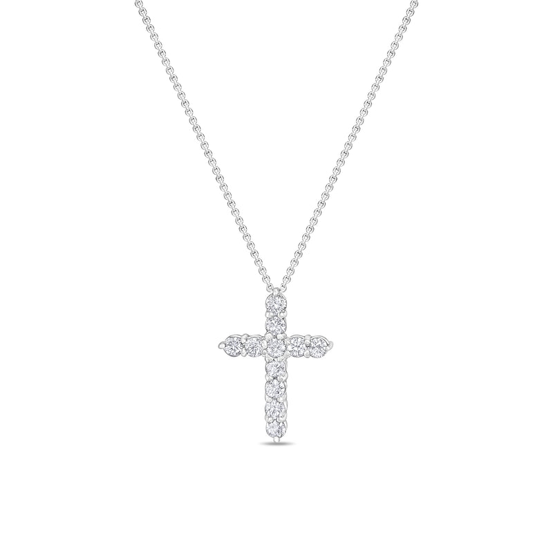1 Carat Diamond Cross Necklace 14k White Gold