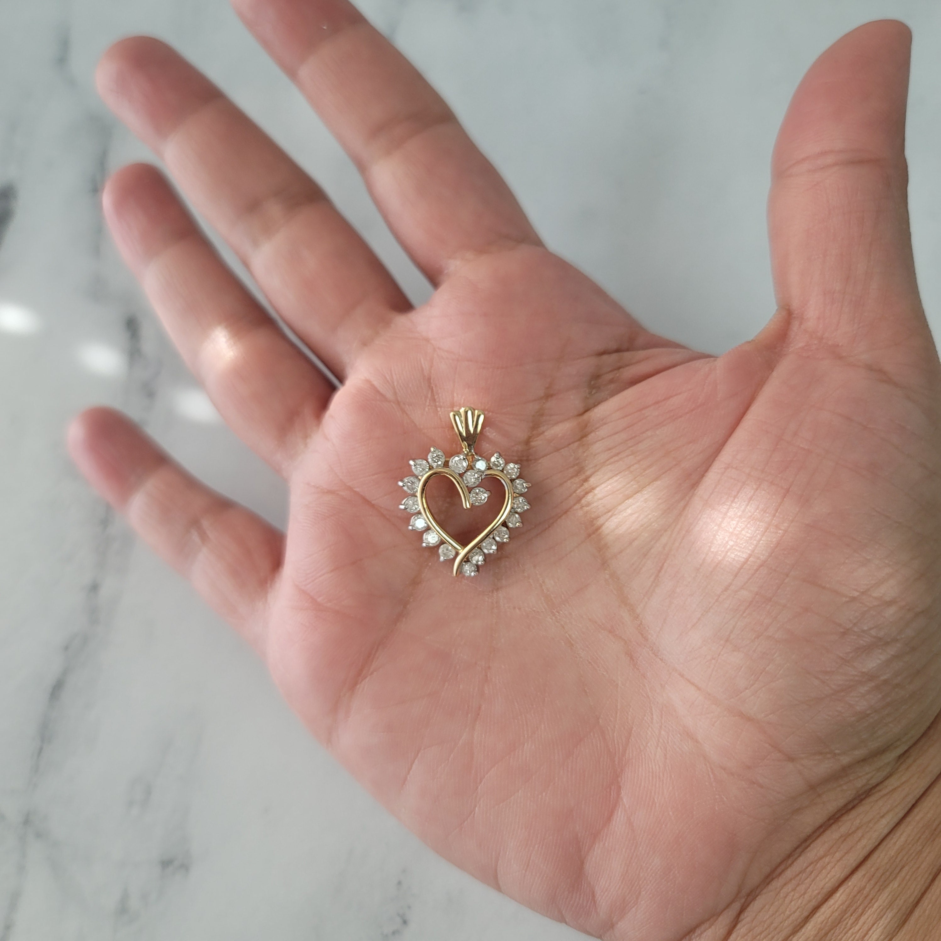 Diamond Heart Shaped Necklace 1.33cttw 14k Yellow Gold
