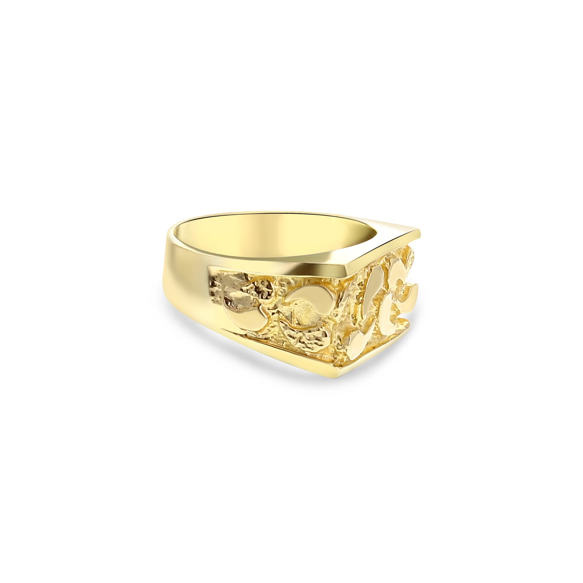 Anillo de pepita para hombre en oro amarillo de 14 k