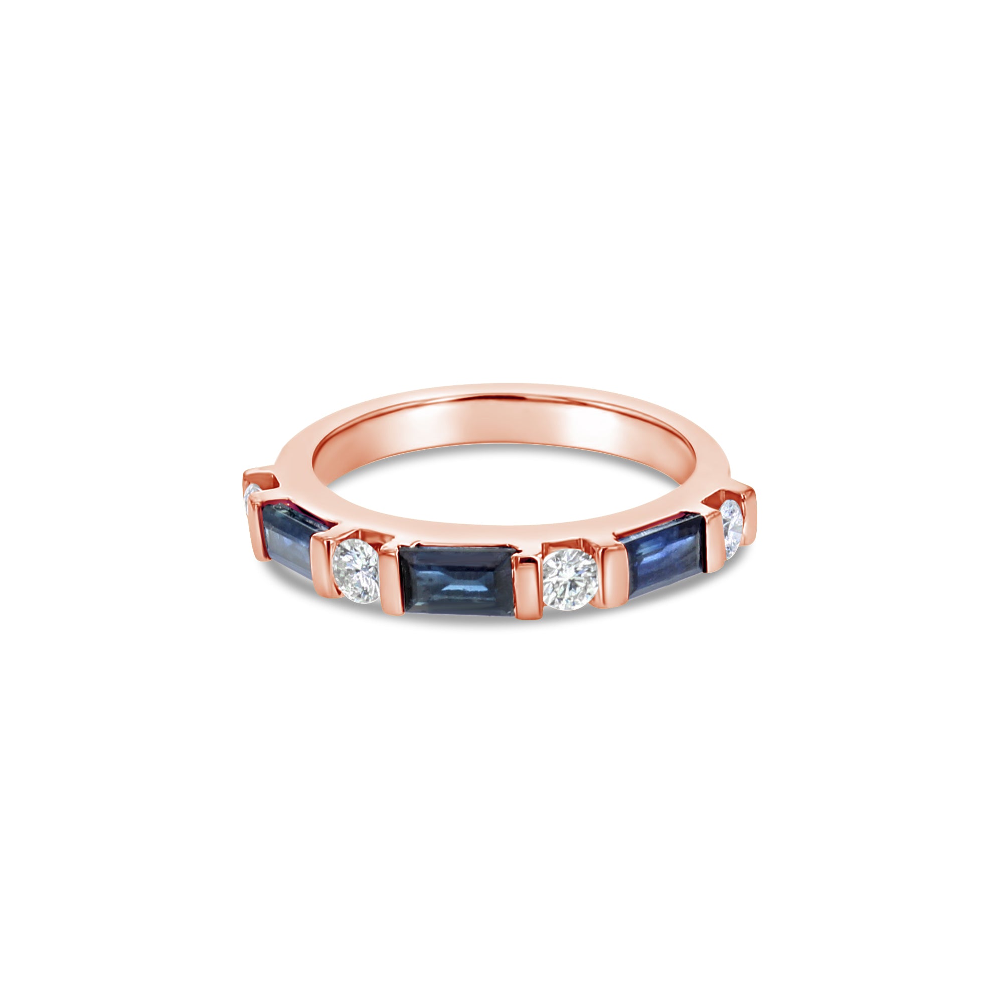 Sapphire Diamond Baguette Wedding Band .31cttw 14k Gold