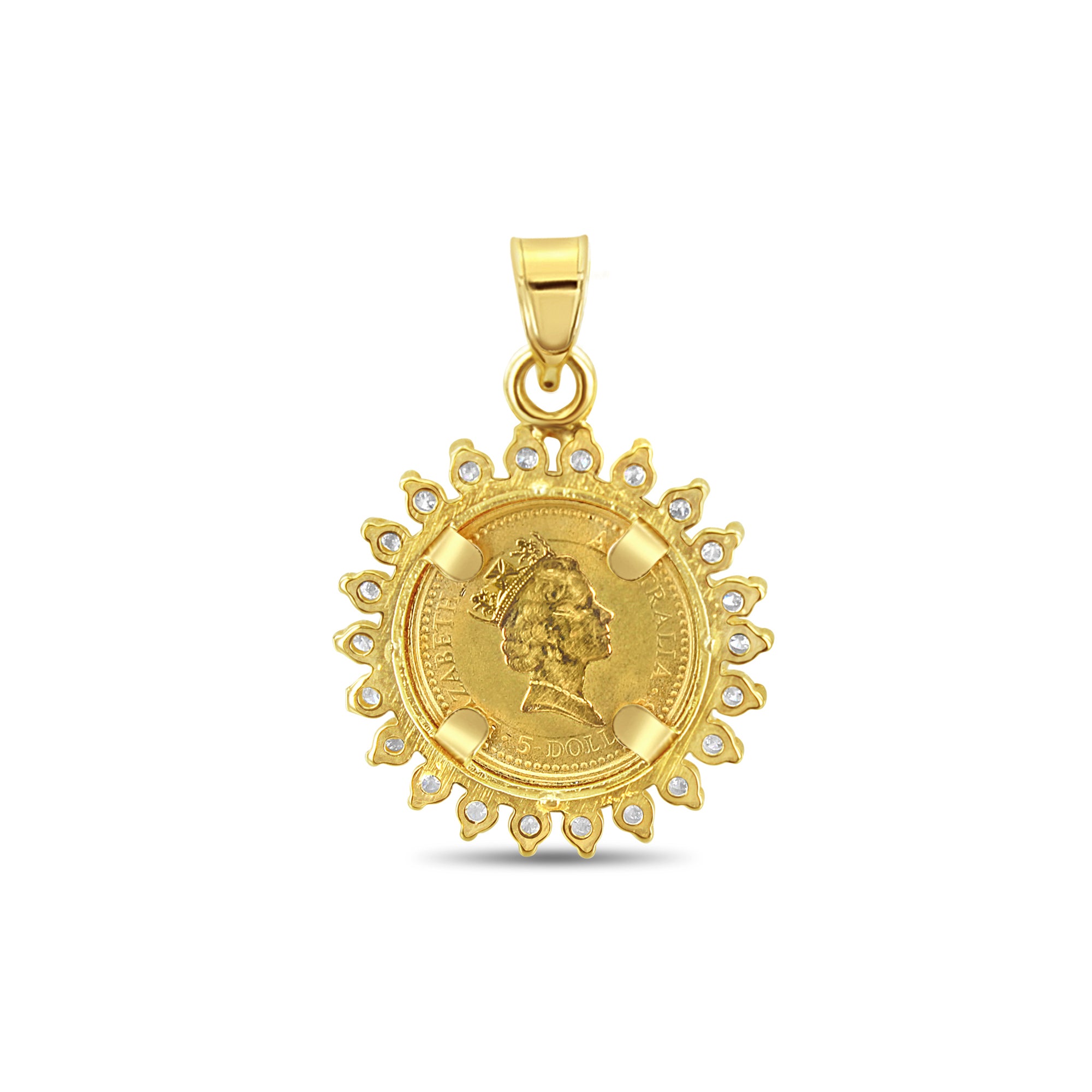 Collier australien avec pépite d'or et diamants kangourou