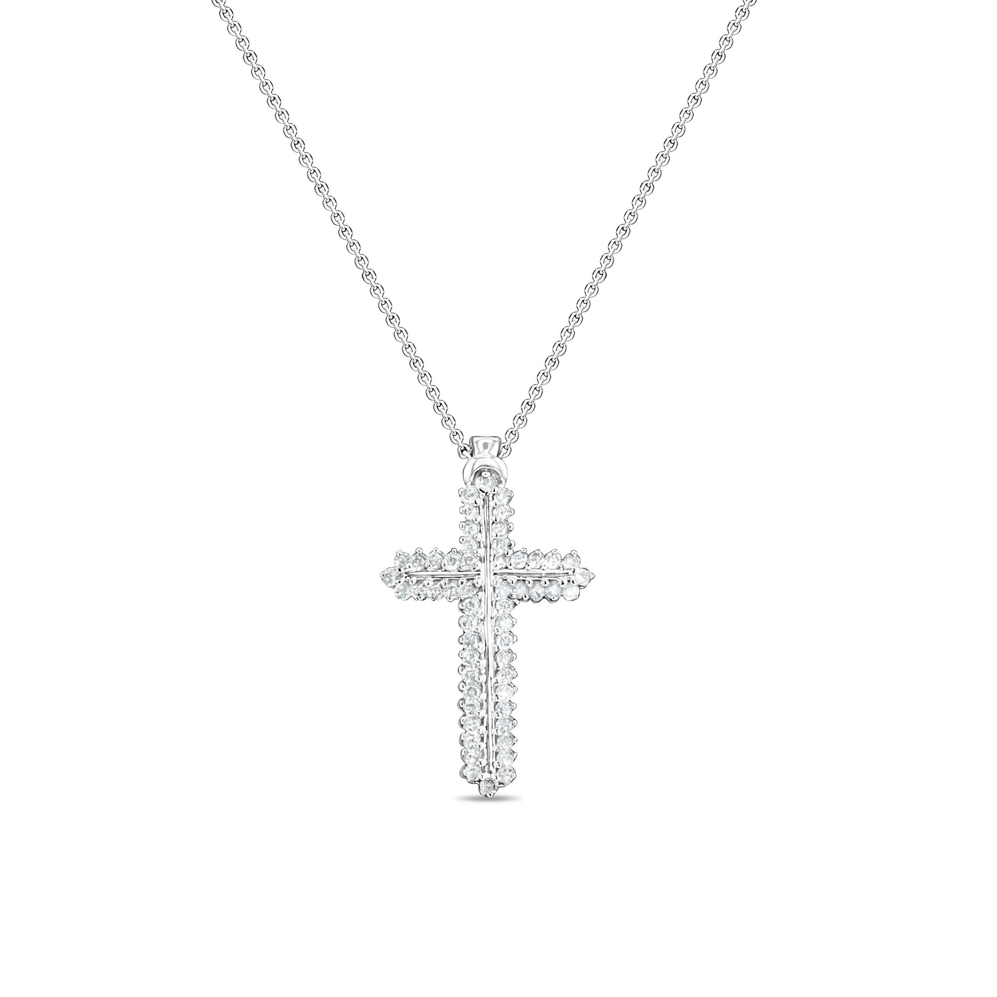 Diamond Cross Pendant .84cttw 14k White Gold