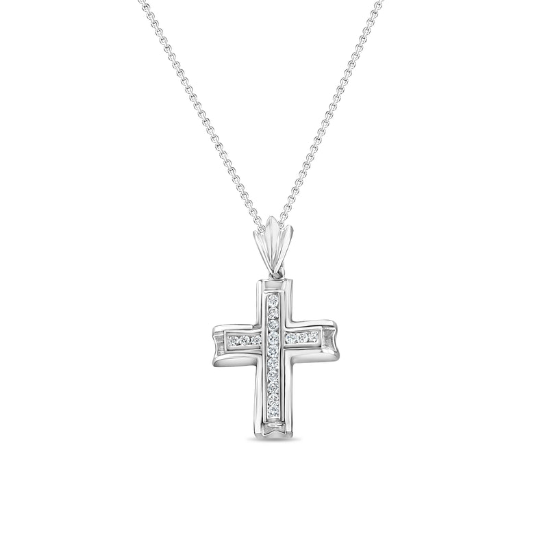 1/2 Carat Diamond Cross Pendant 14k White Gold