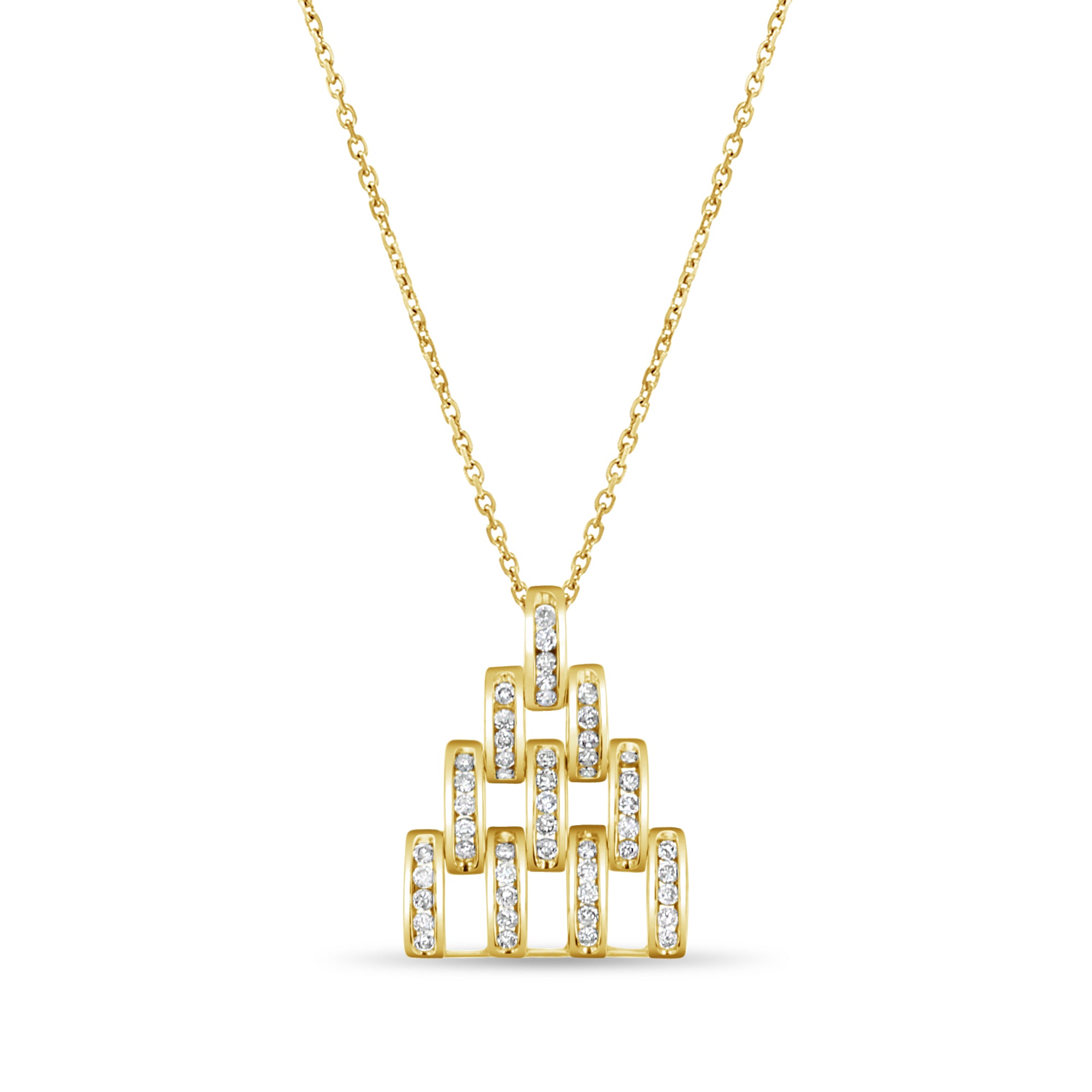 Pyramid Diamond Pendant 1.00cttw 14k White Gold or 14k Yellow Gold