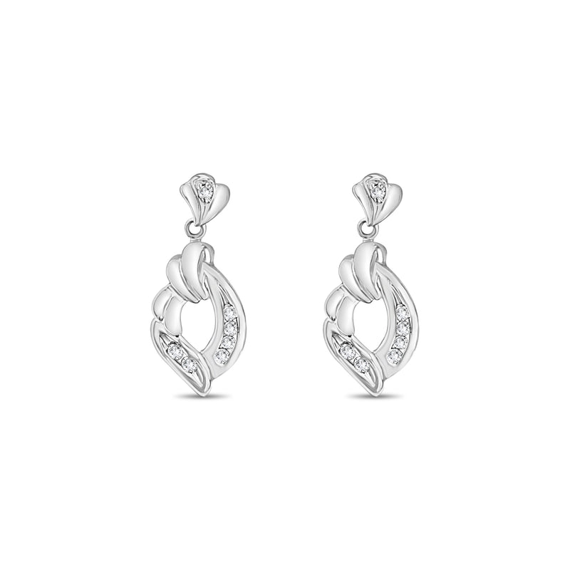 Pendientes colgantes de diamantes de 0,25 ct en oro blanco de 14 k