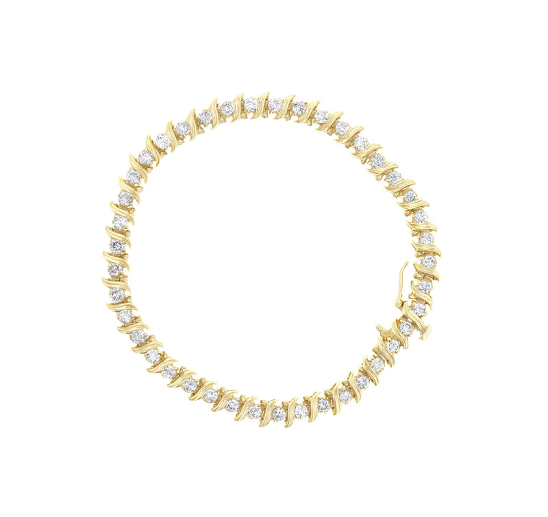 3.50 Carat S Style Diamond Tennis Bracelet 14k Yellow Gold