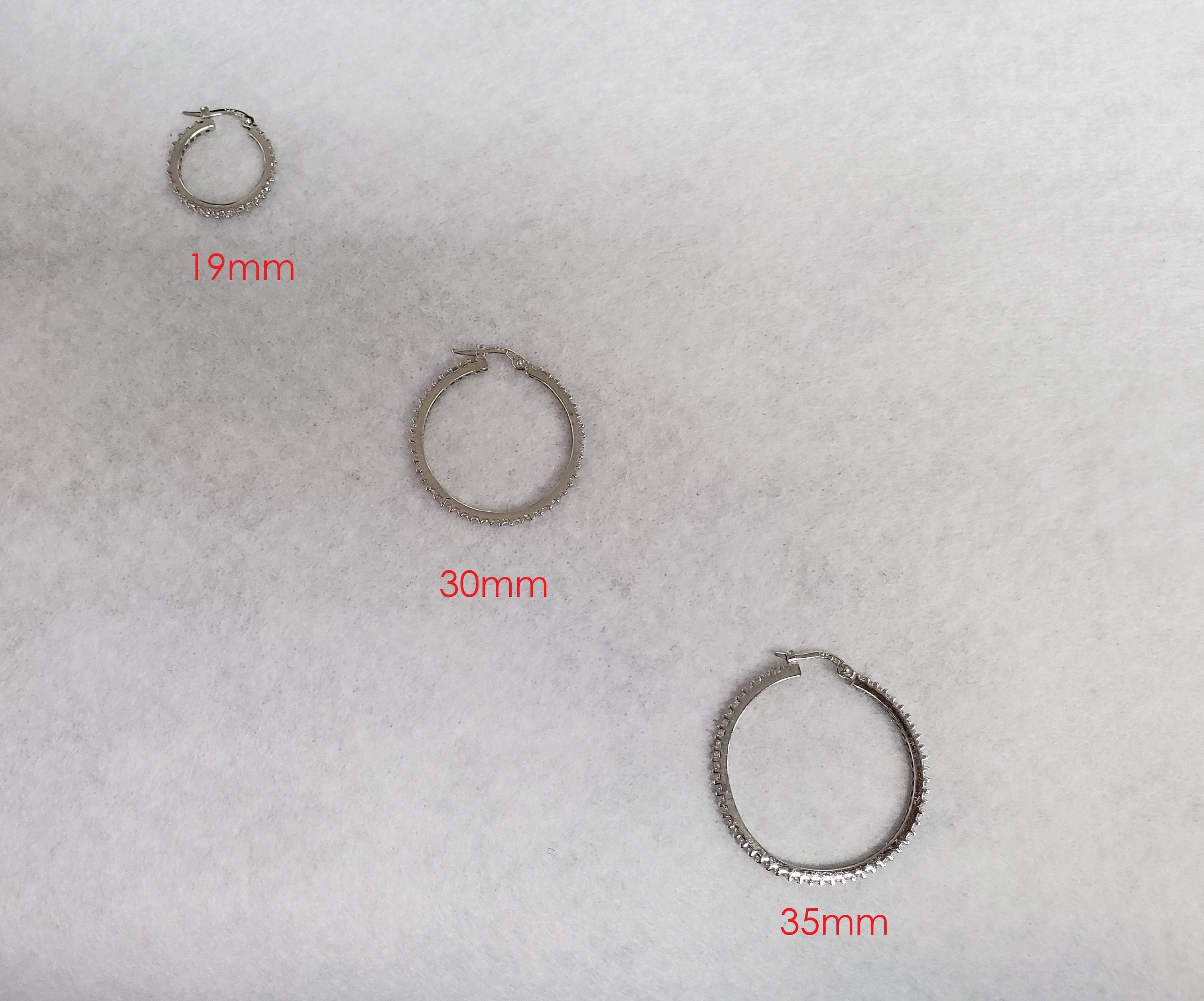 Cubic Zirconia CZ Infiniti Hoops 14k White Gold 19mm, 30mm, 35mm