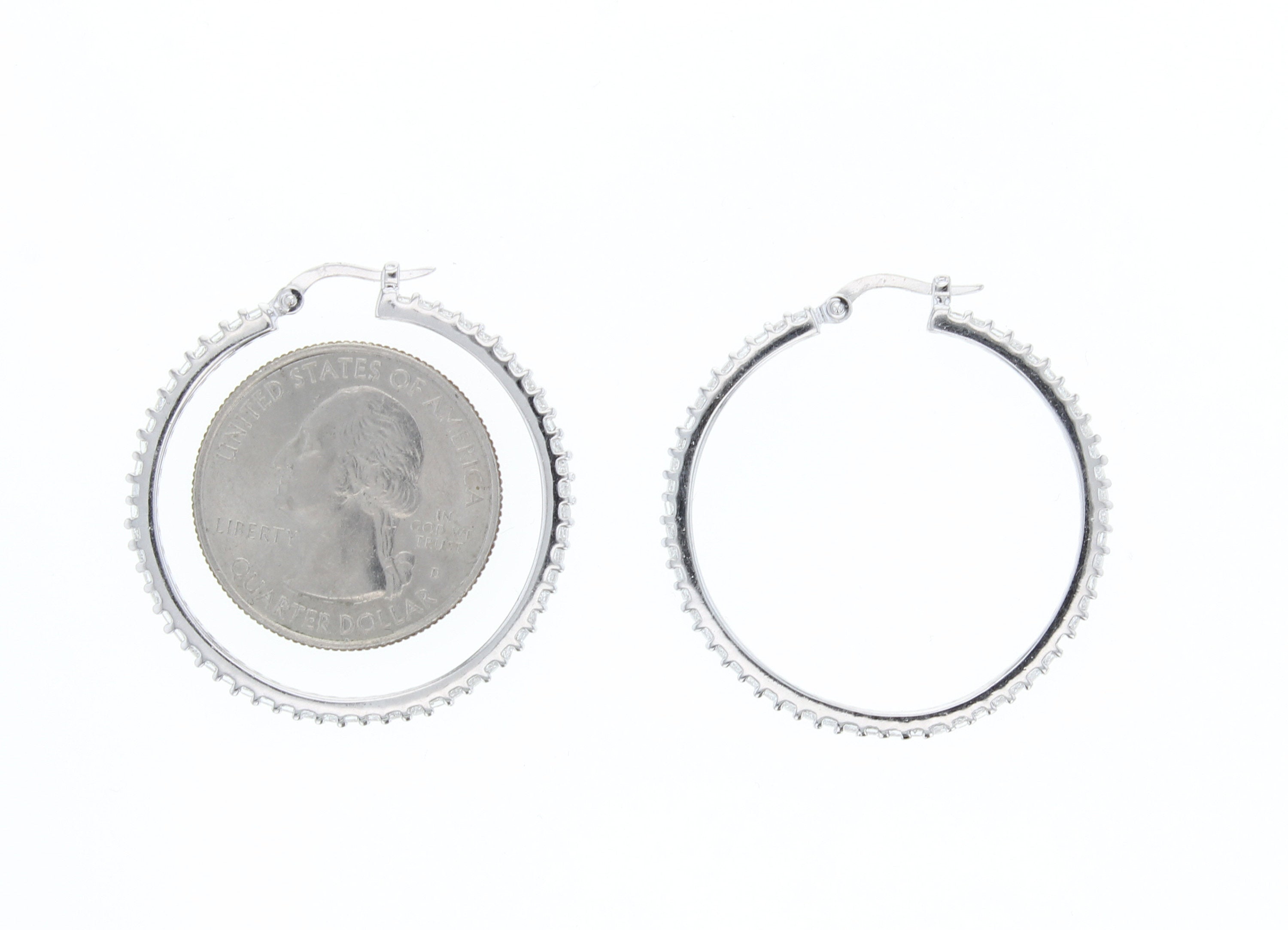 Cubic Zirconia CZ Infiniti Hoops 14k White Gold 19mm, 30mm, 35mm