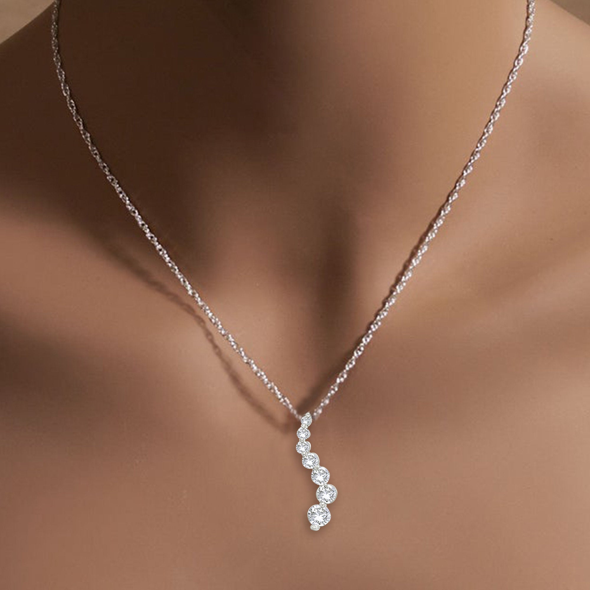 Diamond Journey Pendant 1.00cttw 14k White Gold