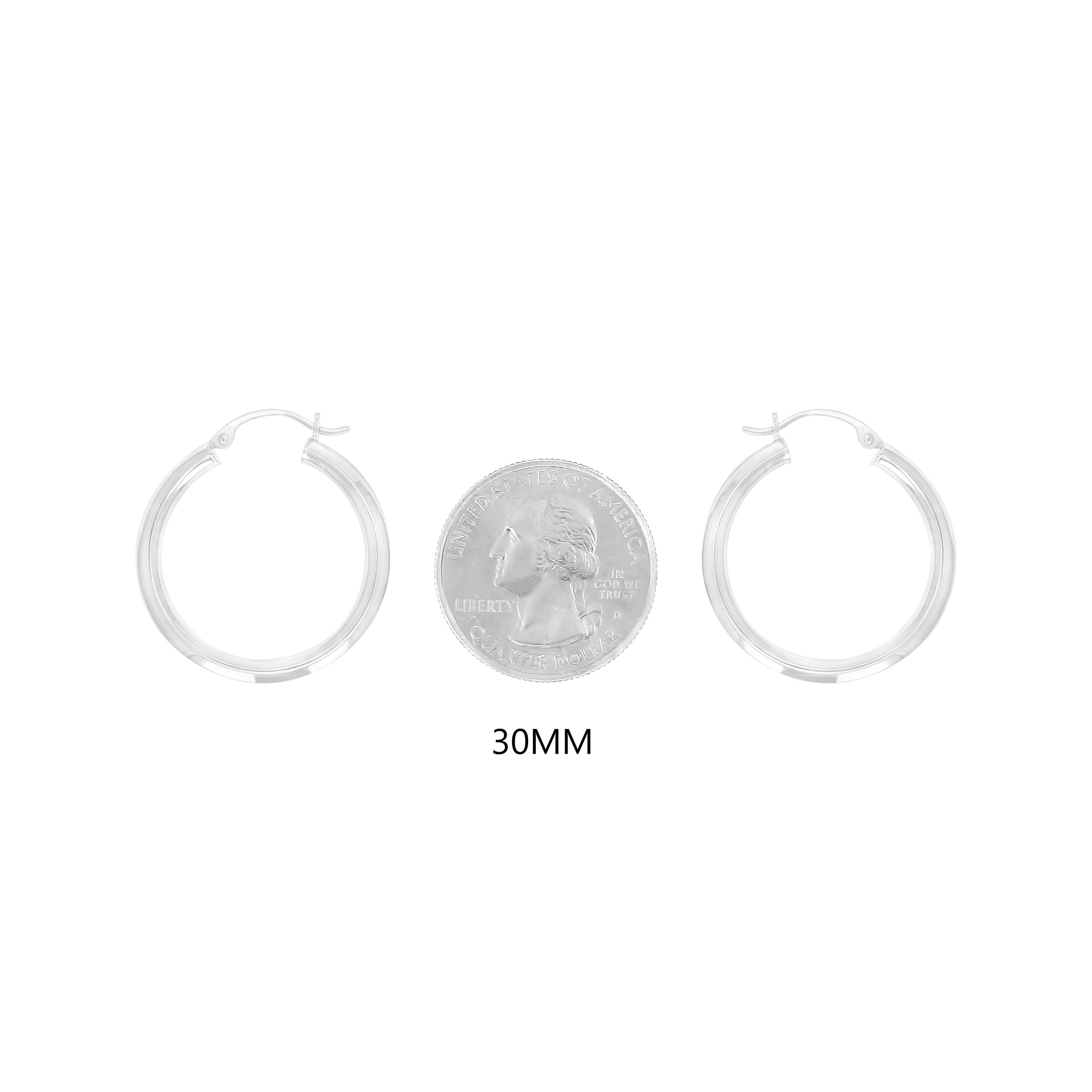 Polished Hoops 14k White Gold 25mm 30mm 40mm