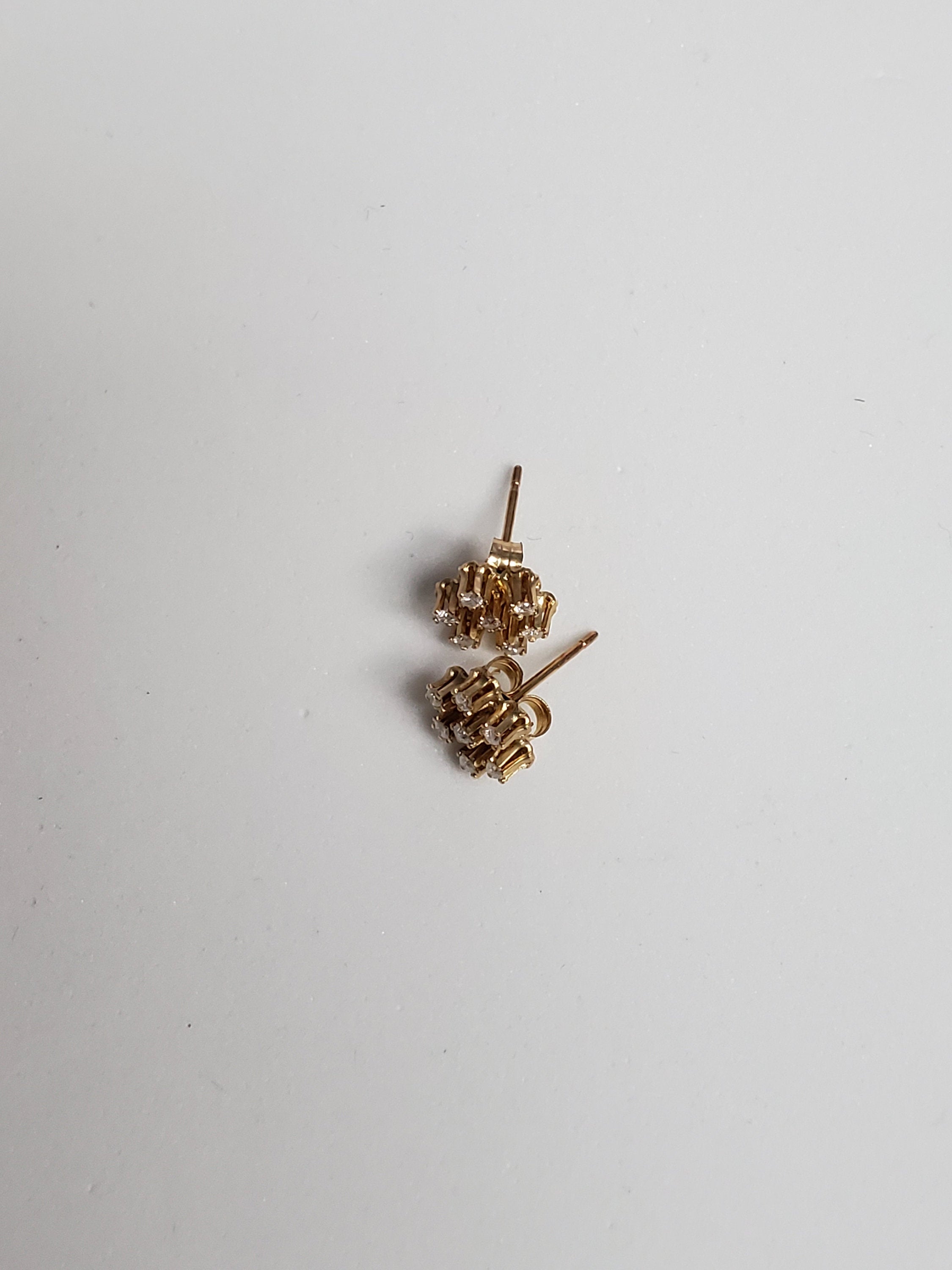 Flower Shaped Diamond Studs 14k Yellow Gold