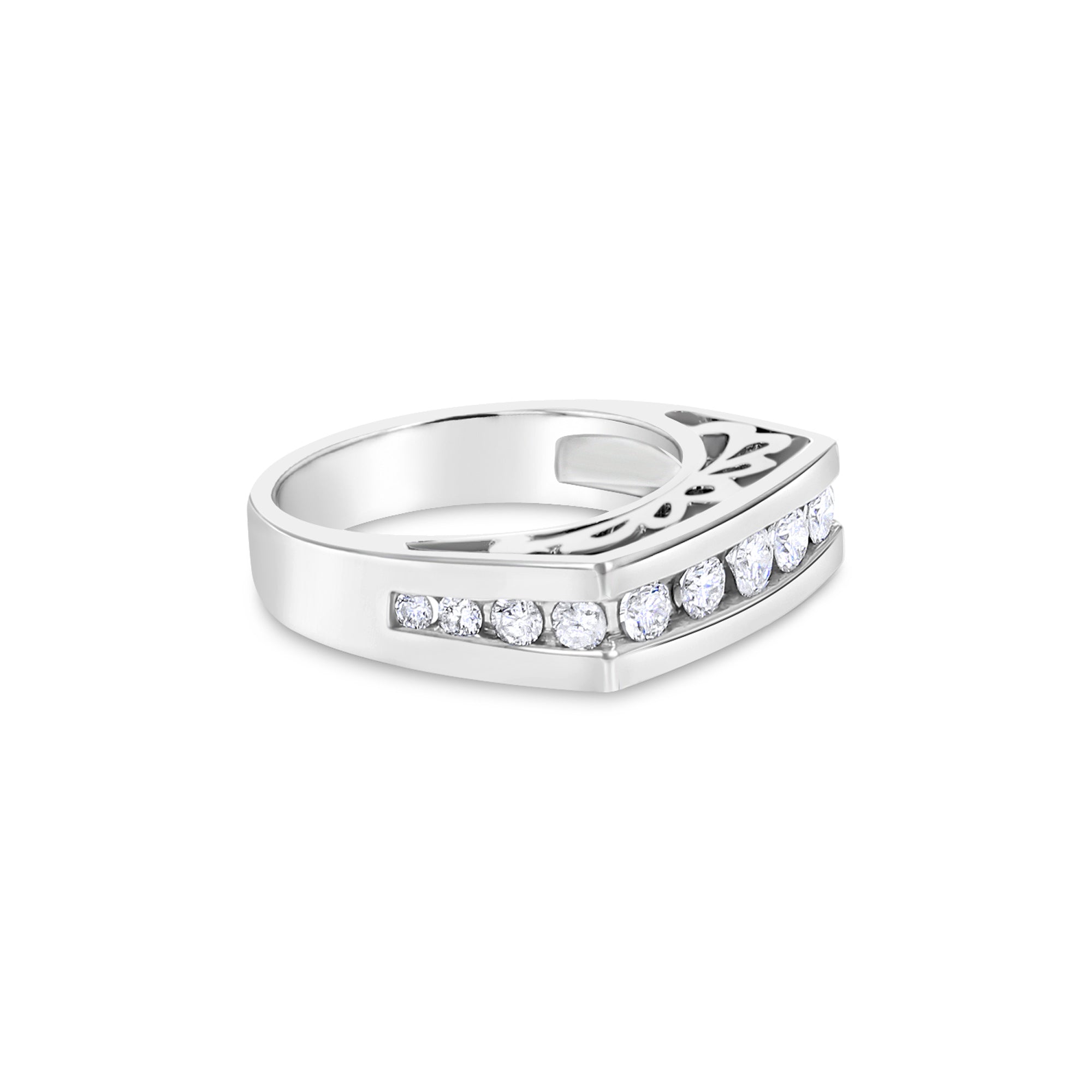Alianza de boda para hombre con diamantes de 0,80 ct en oro blanco de 14 k