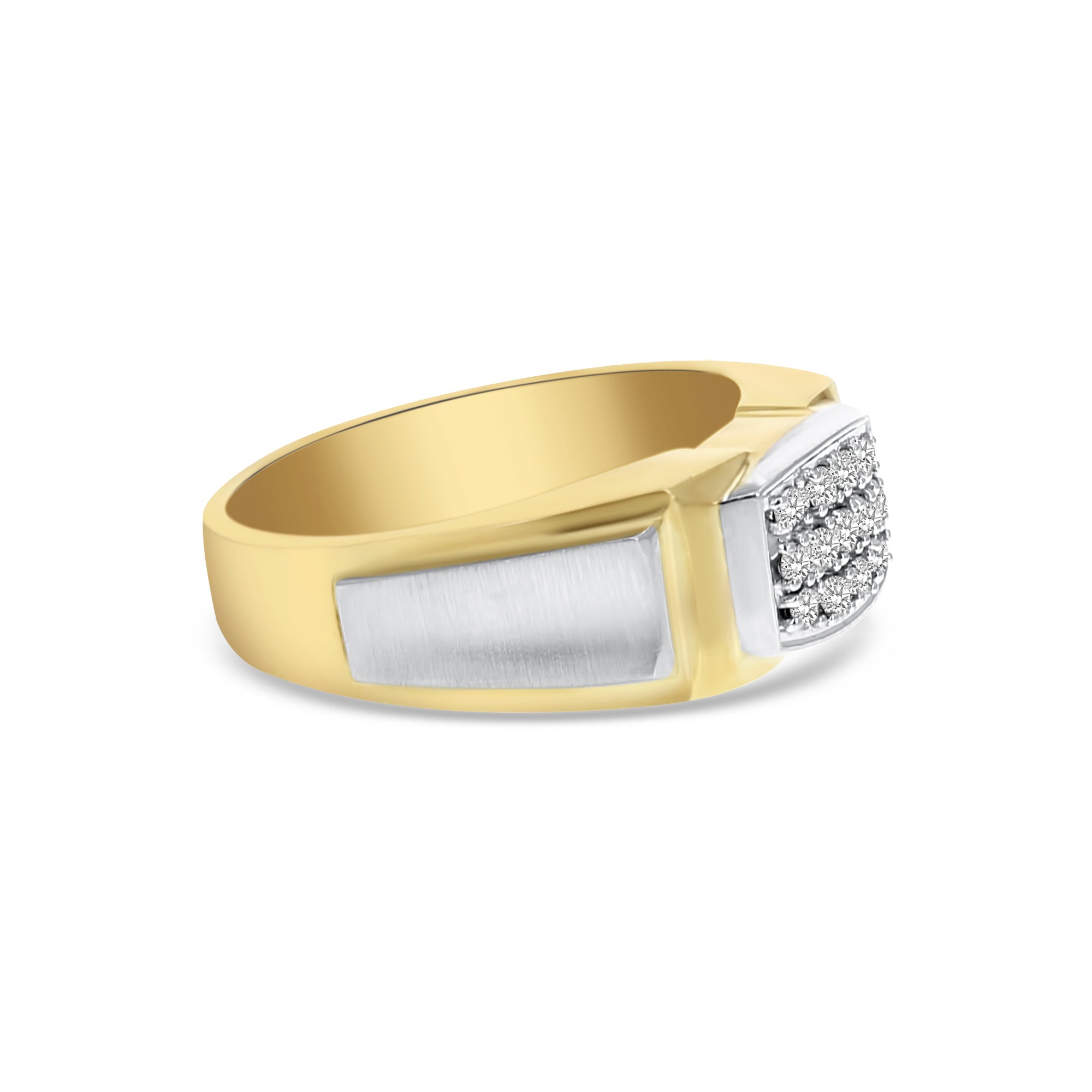 Alianza de boda con pavé de diamantes de medio quilate en oro de dos tonos de 14 k