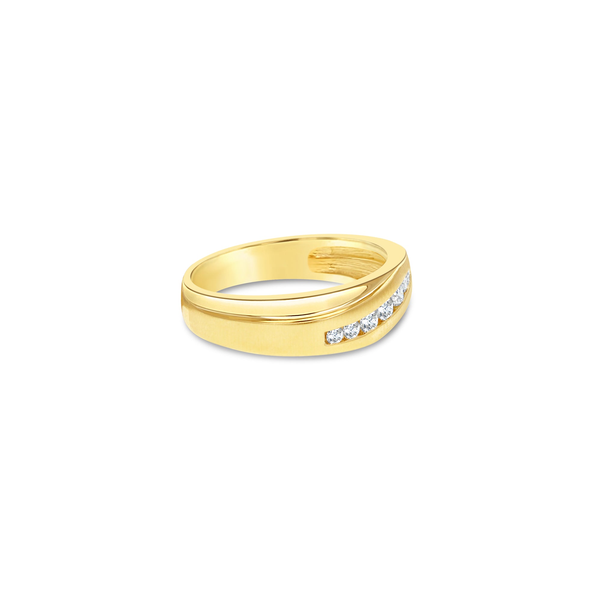 Alianza de boda para hombre con diamantes en oro amarillo de 10 quilates