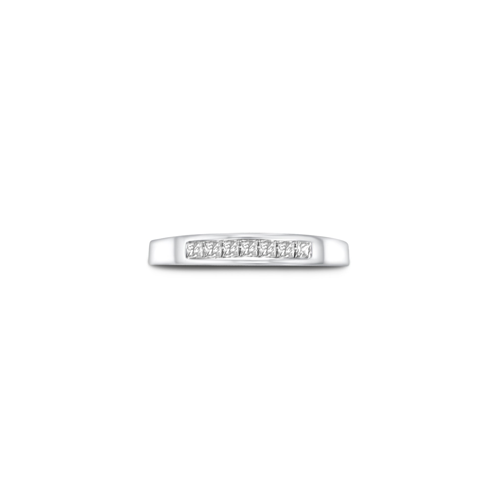 Alianza de boda para mujer de talla princesa, 0,27 ct en oro blanco de 14 k