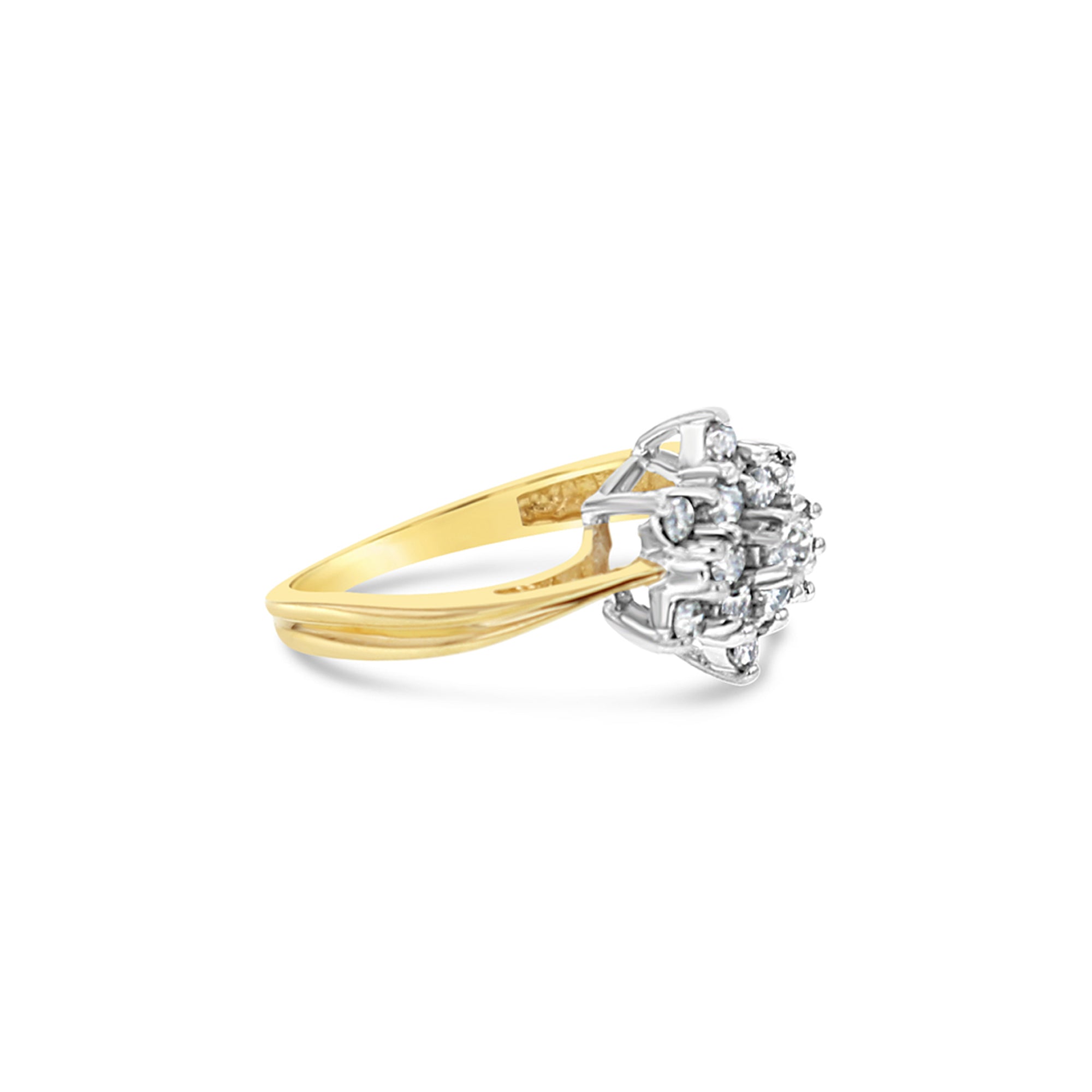 Star Shaped Diamond Cluster Ring .75cttw 14k Yellow Gold