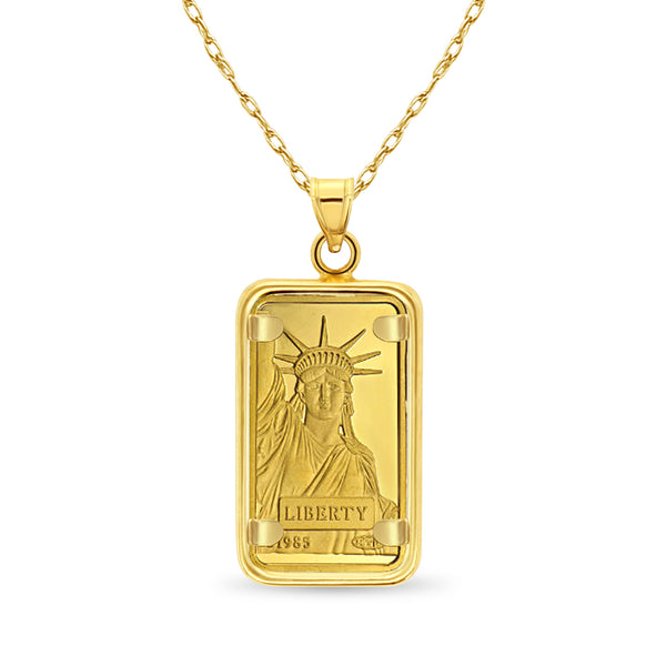 10 Gram Credit Suisse Gold Bar with Polished Bezel Necklace