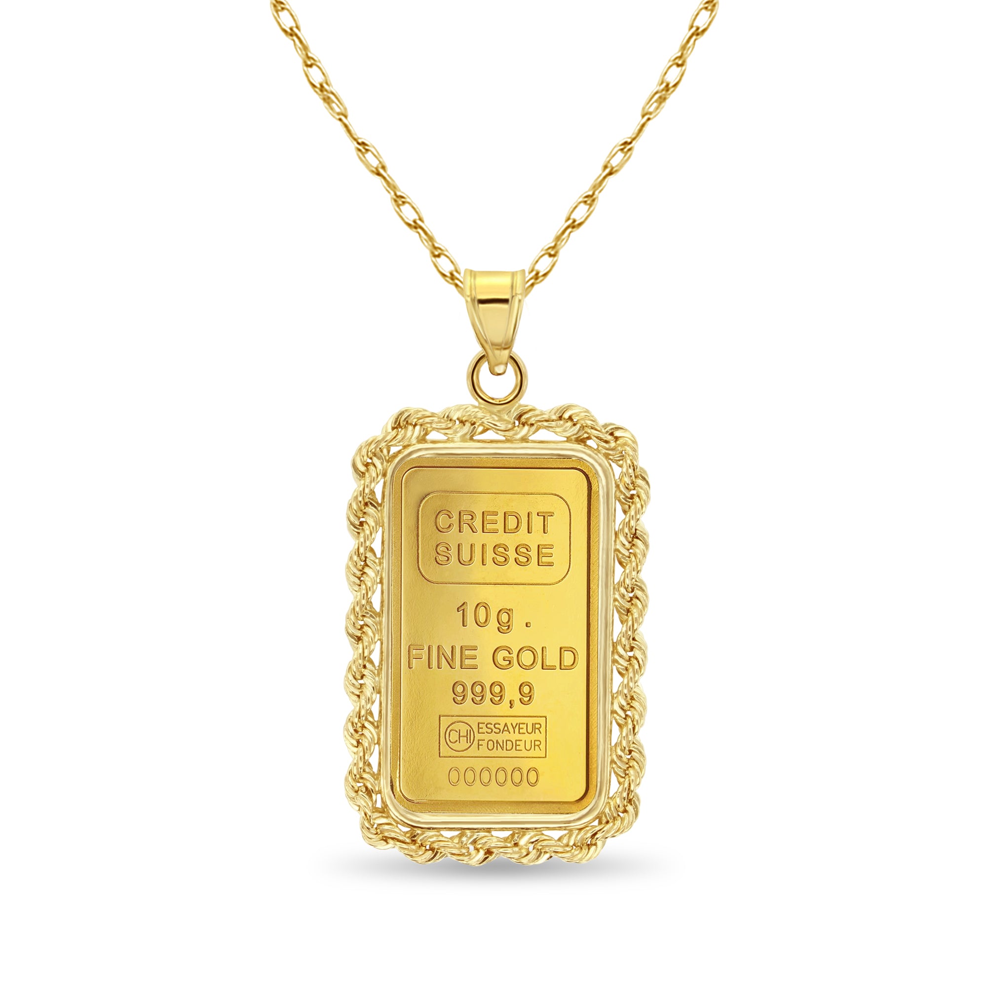 10 Gram Pamp Suisse Gold Bar with Rope Bezel