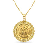 Diez Pesos Gold Coin with Rope Bezel Necklace 14k Yellow Gold
