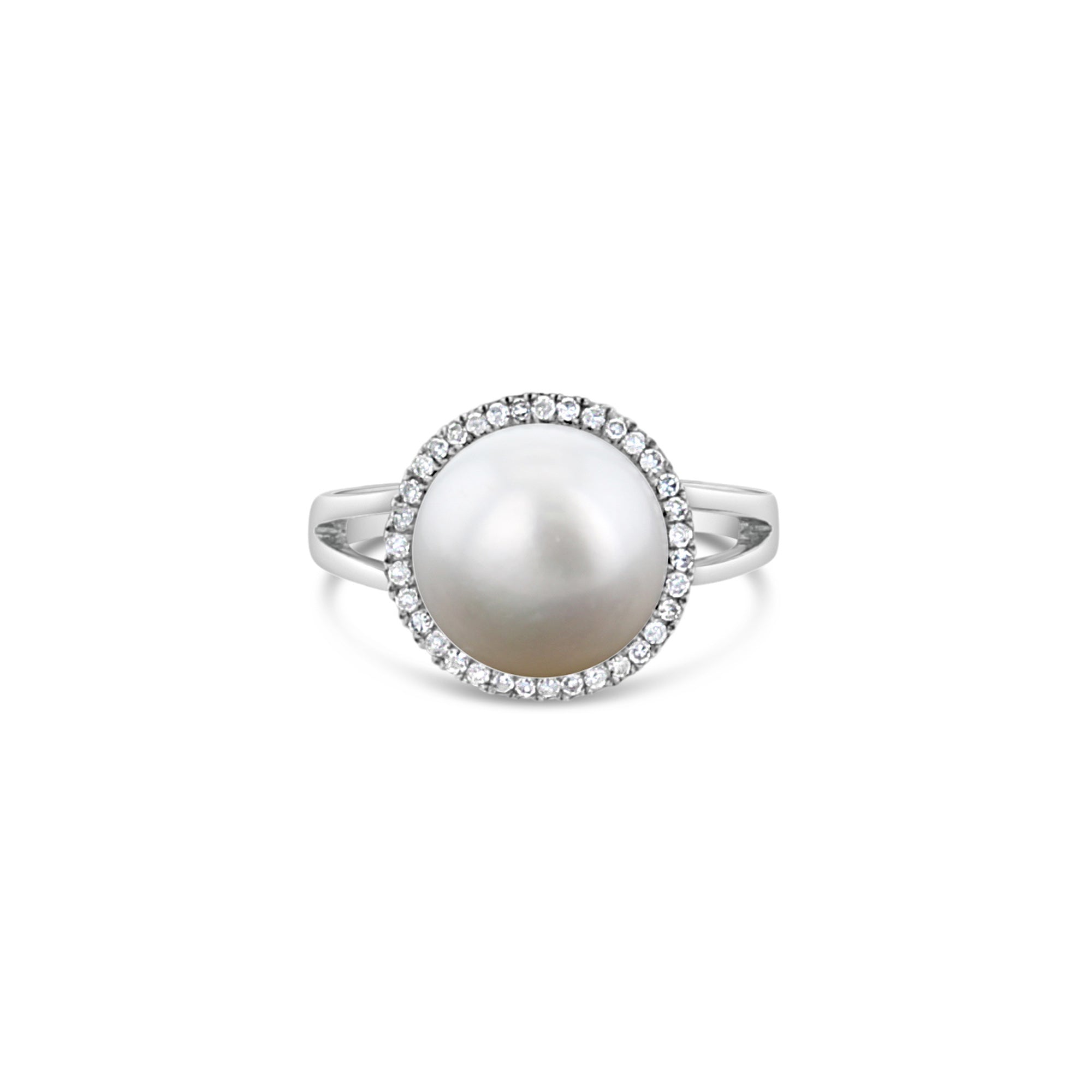 10MM Freshwater Pearl Diamond Halo Ring