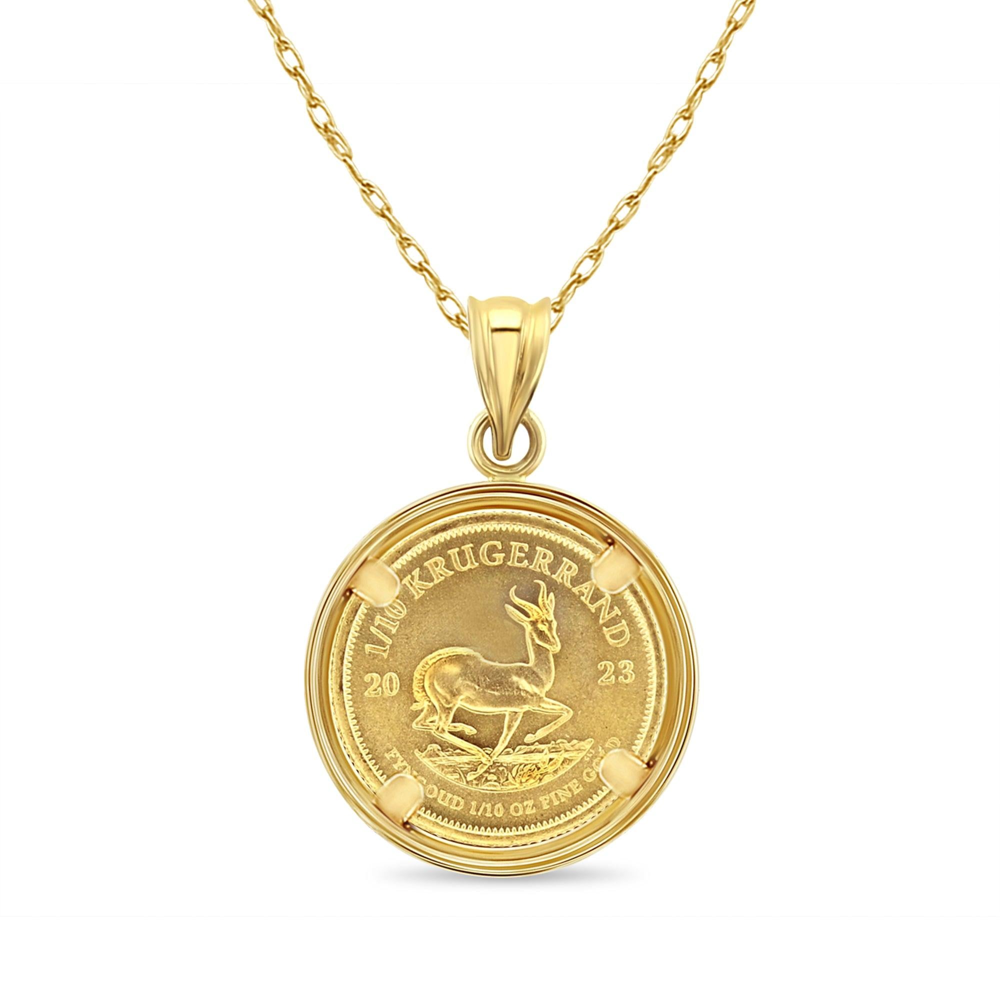 1/10OZ South African Krugerrand Gold Coin Necklace